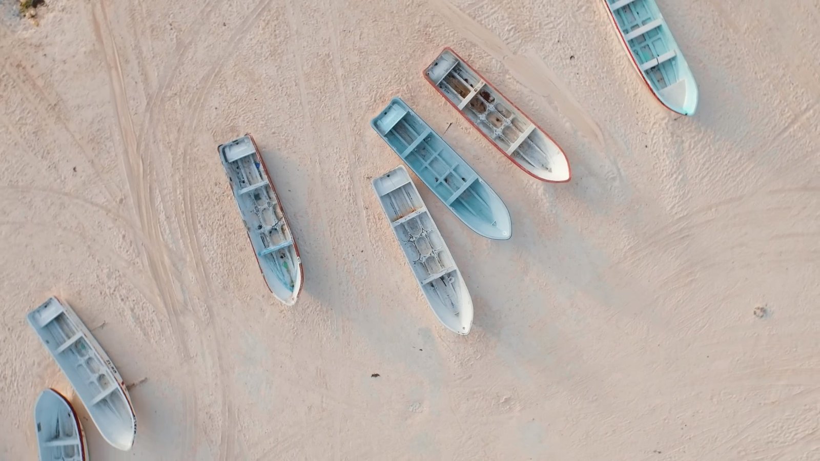 seven assorted jon boats beach indoors high angle view no people 2k