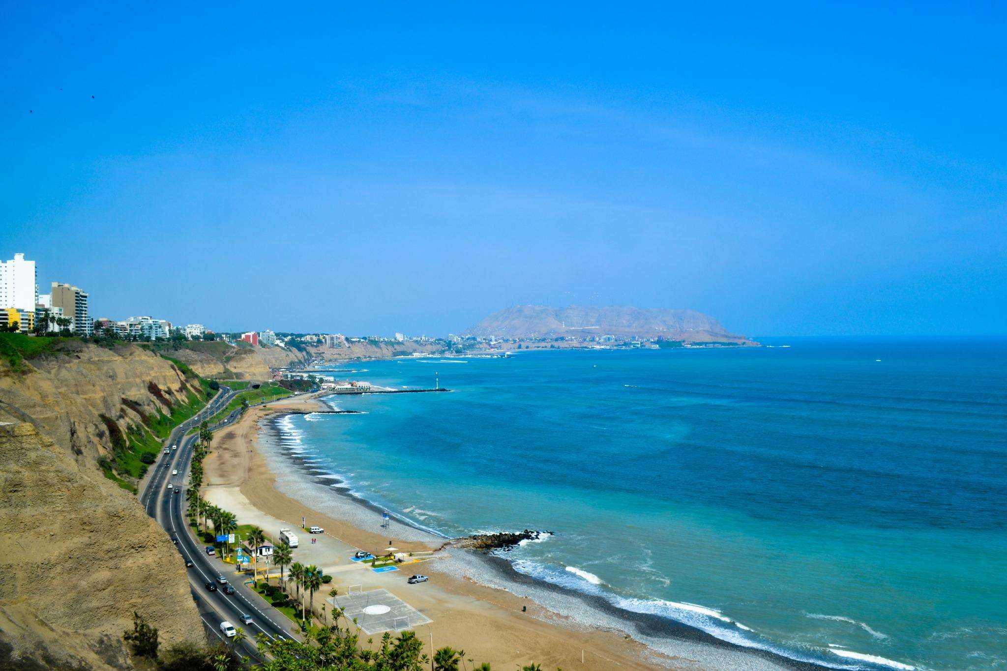 beach beachs blue sky lima ocean pacific peru praia 2k
