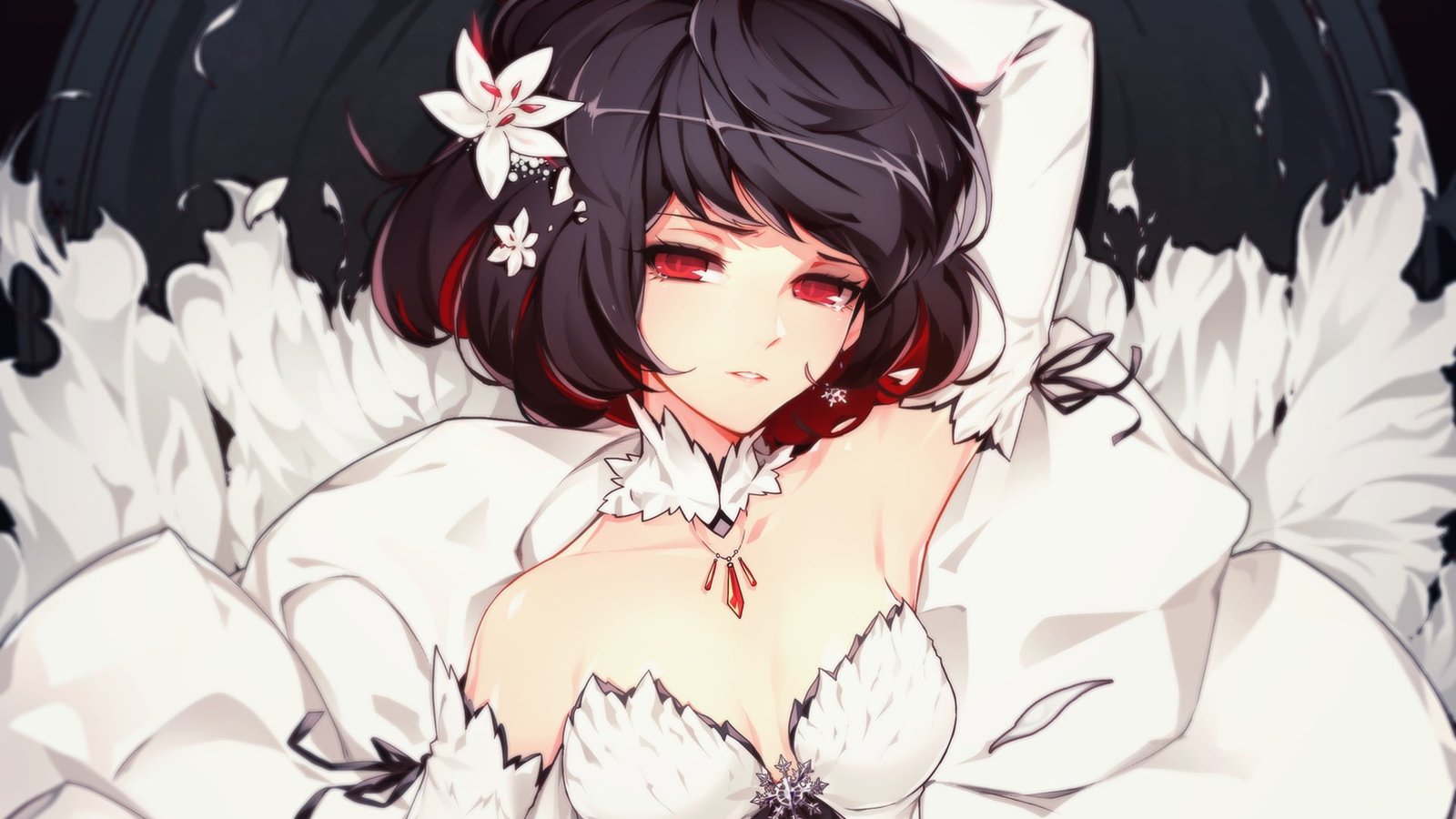 short black haired female anime character wallpaper girls 2k