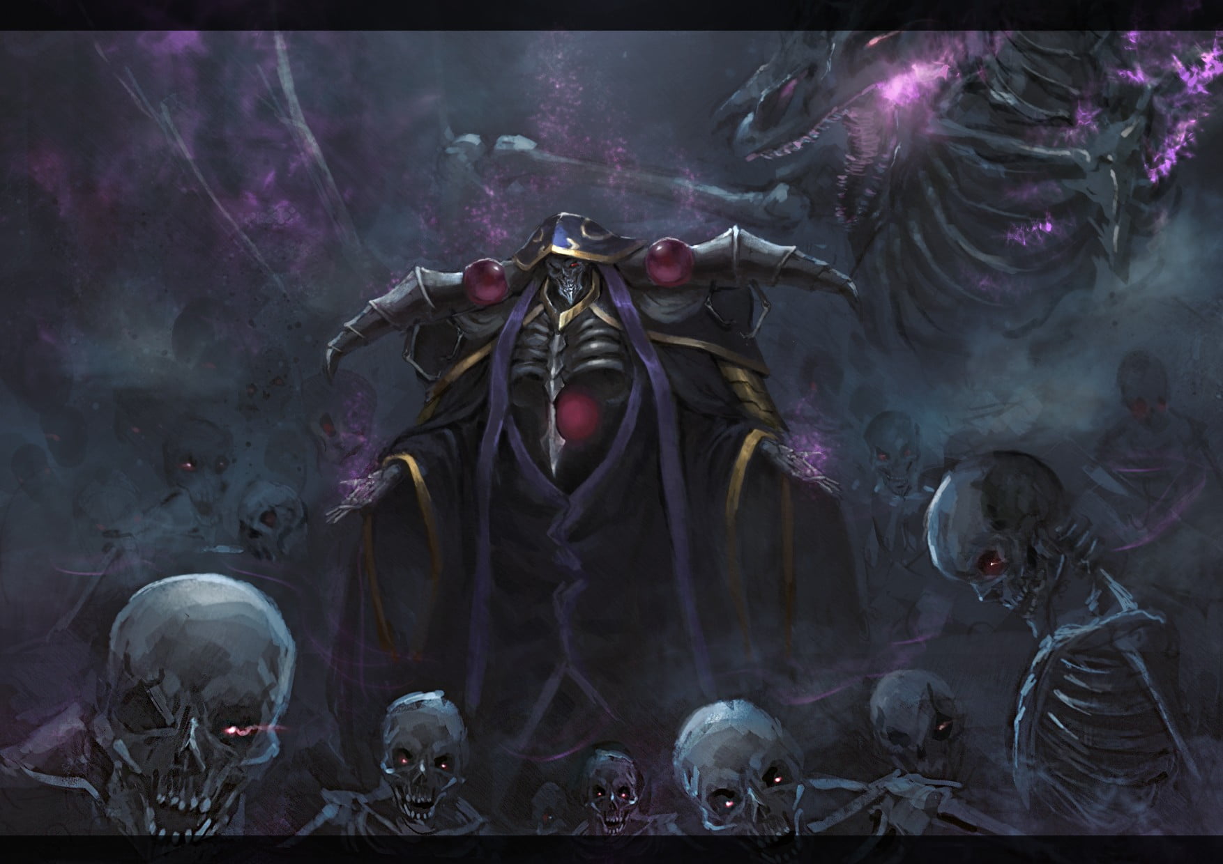 skeleton digital wallpaper Ainz Ooal Gown Overlord anime 2k