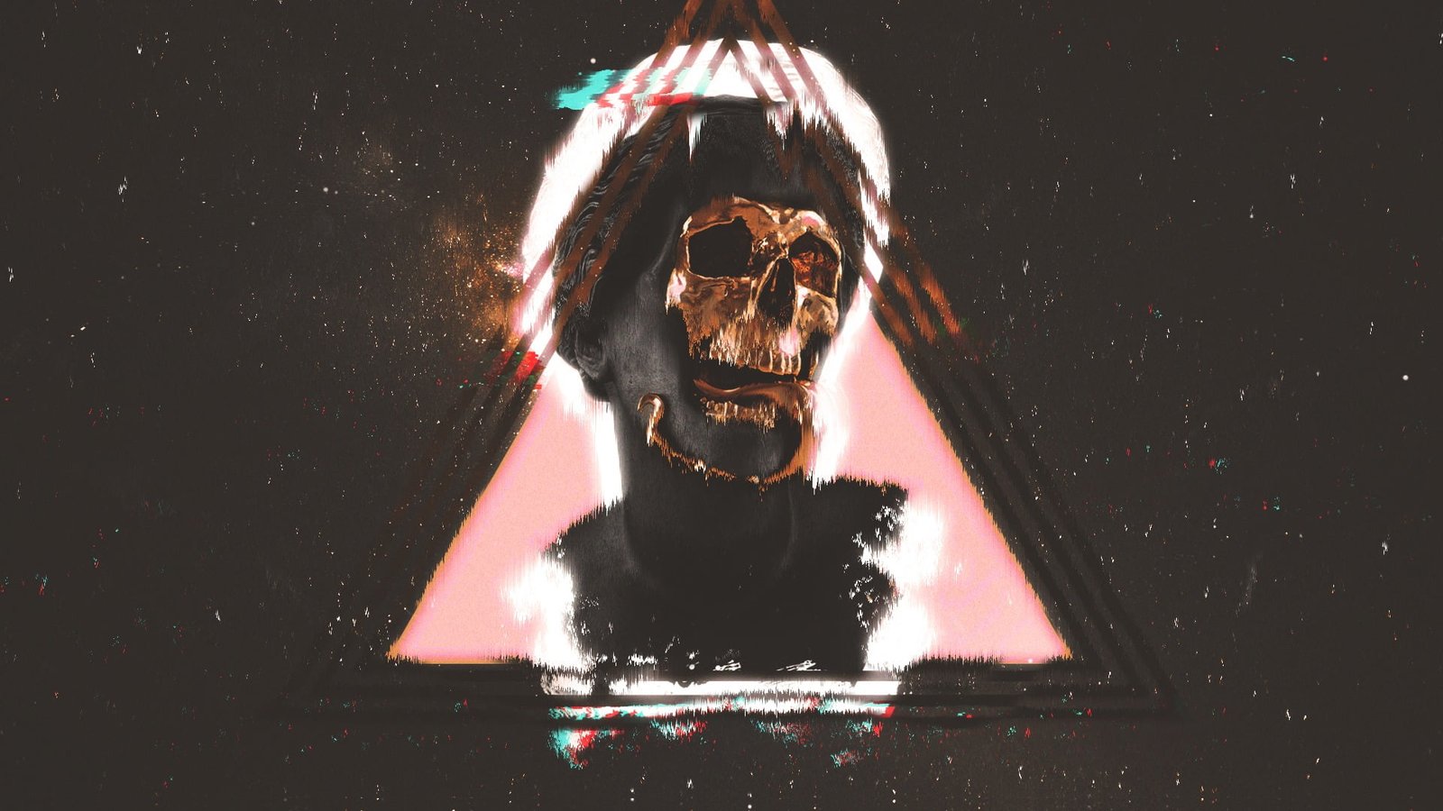 skull painting vaporwave statue digital art space night 2k