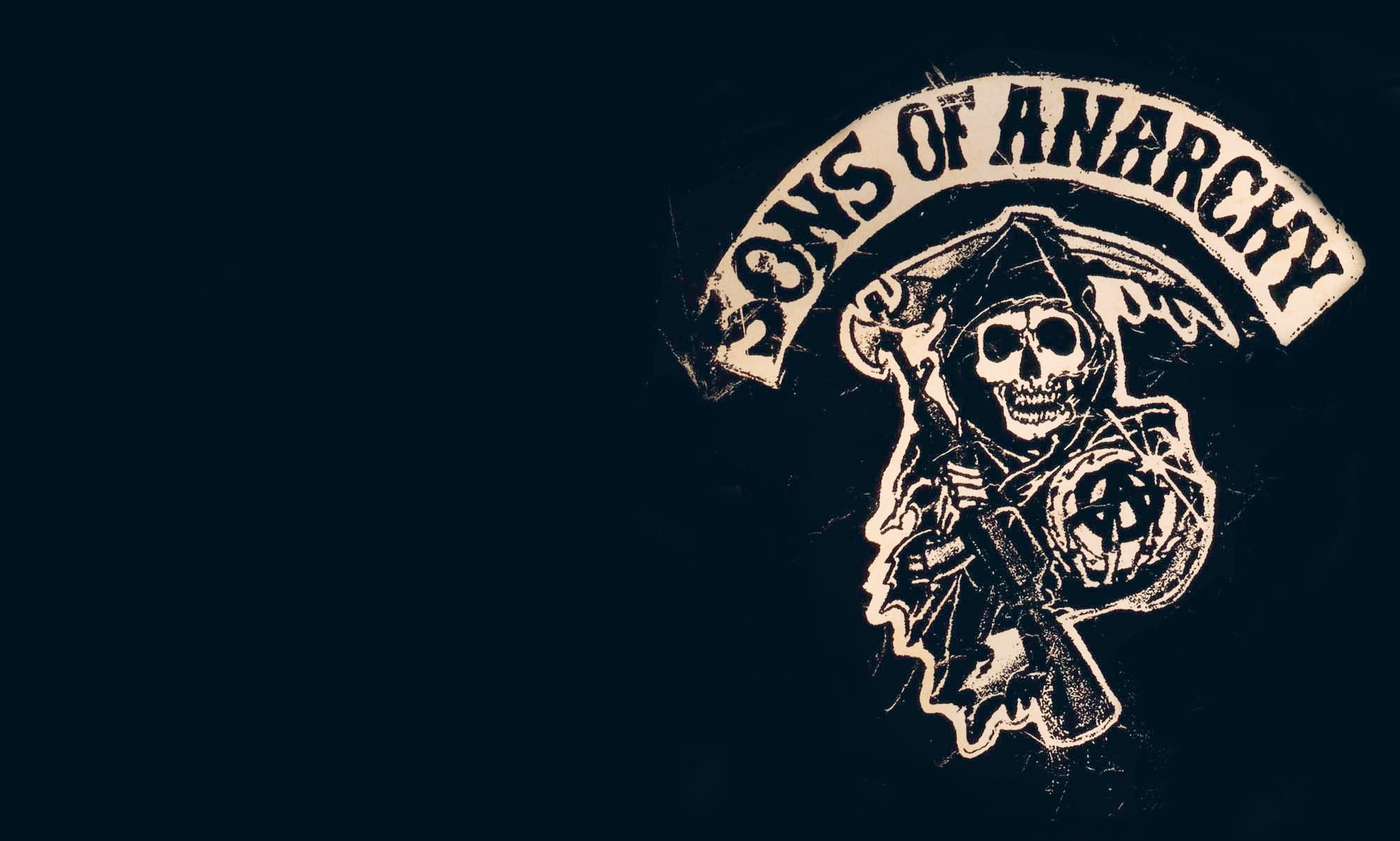 Sons of Anarchy logo skull typography copy space no people 2k