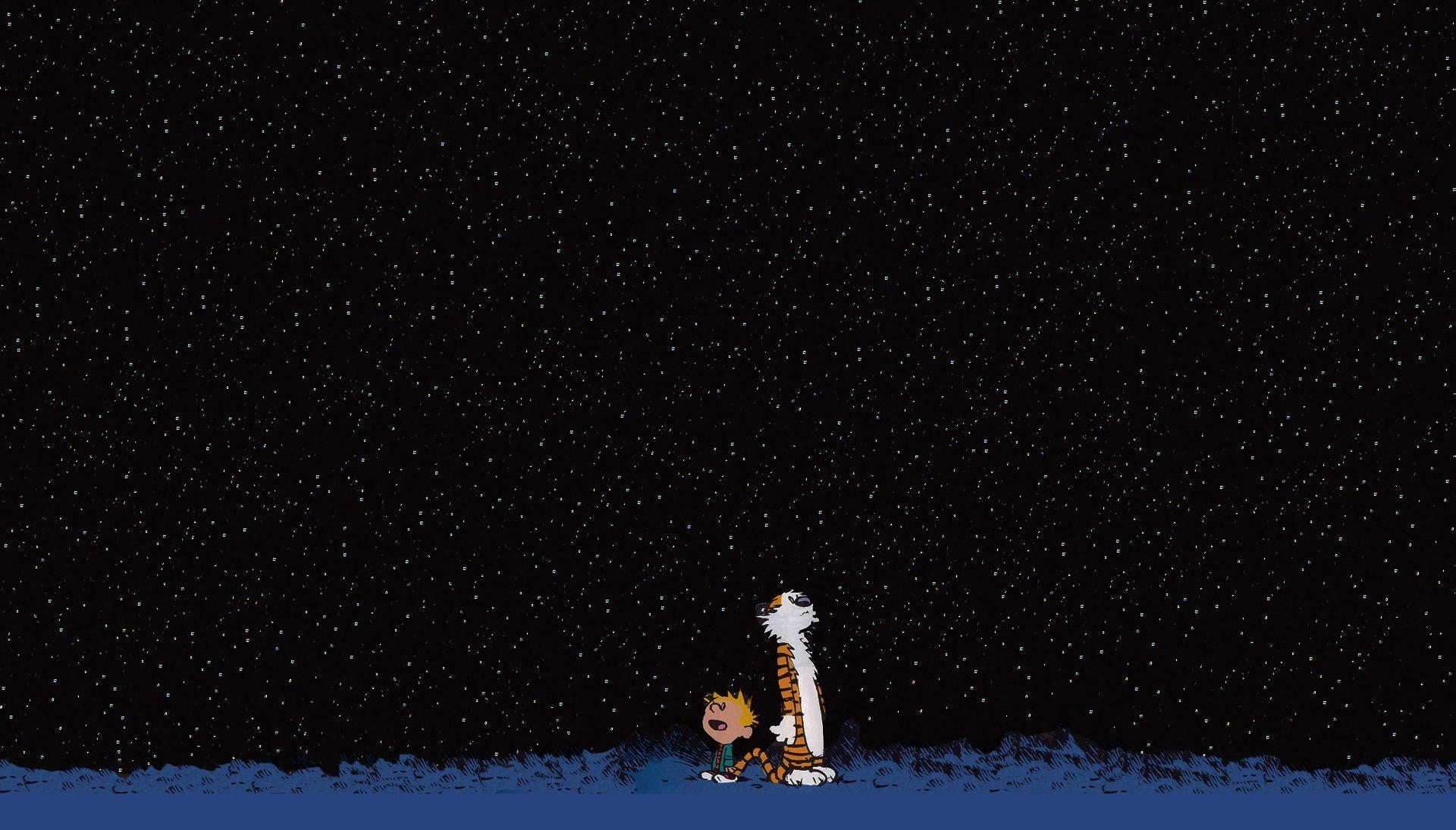 two cartoon characters illustration Calvin and Hobbes snow 2k