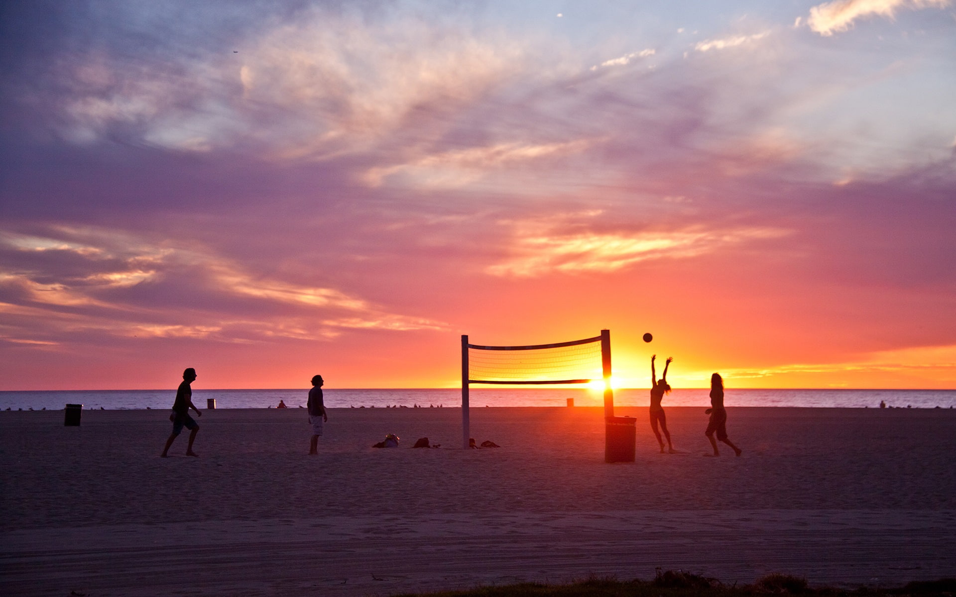 Venice beach Los Angeles California USA sunset volleyball people 2k