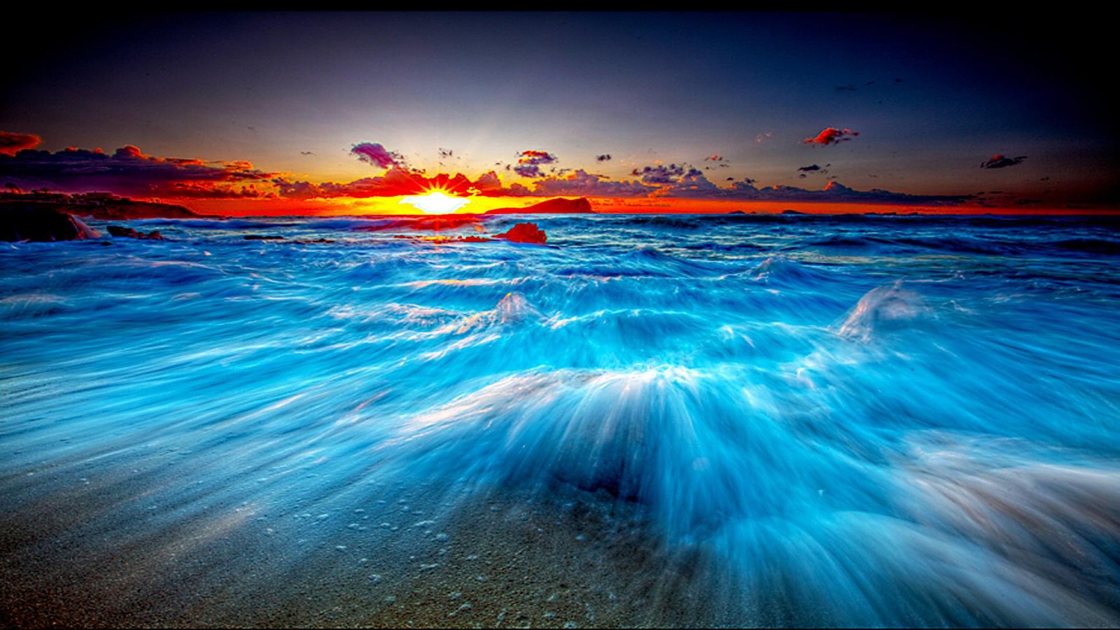 Blue Fibre Wave ocean waves illustration beach island and abstract 2k