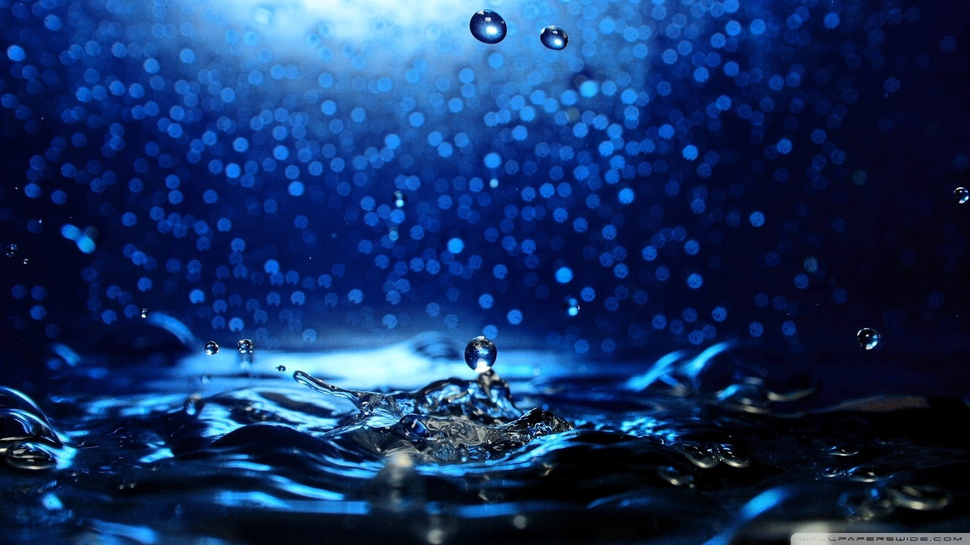water droplet nature liquid drops blue background 2k