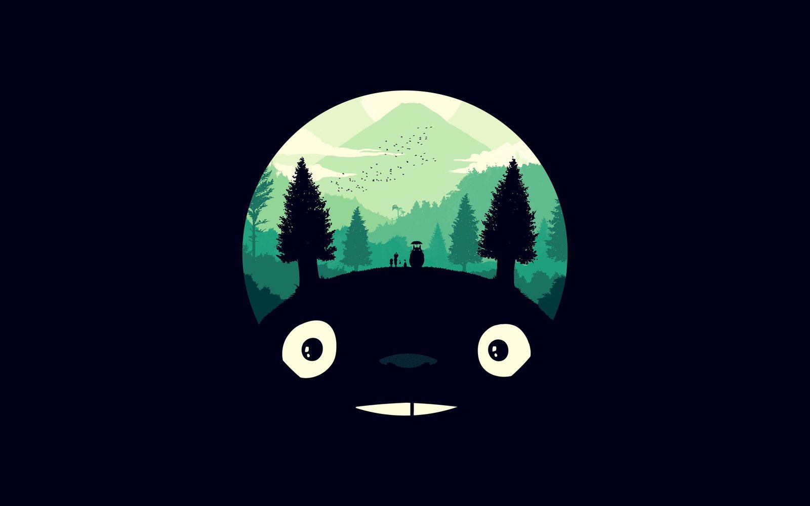 totoro art illust simple cute dark copy space studio shot 2k 4k