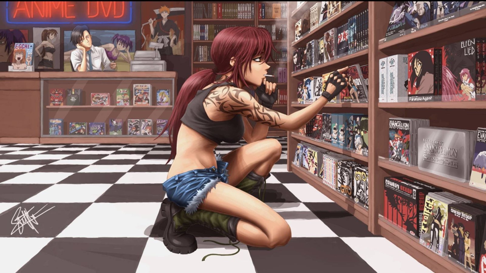 woman in black crop top anime Revy Black Lagoon girls 2k