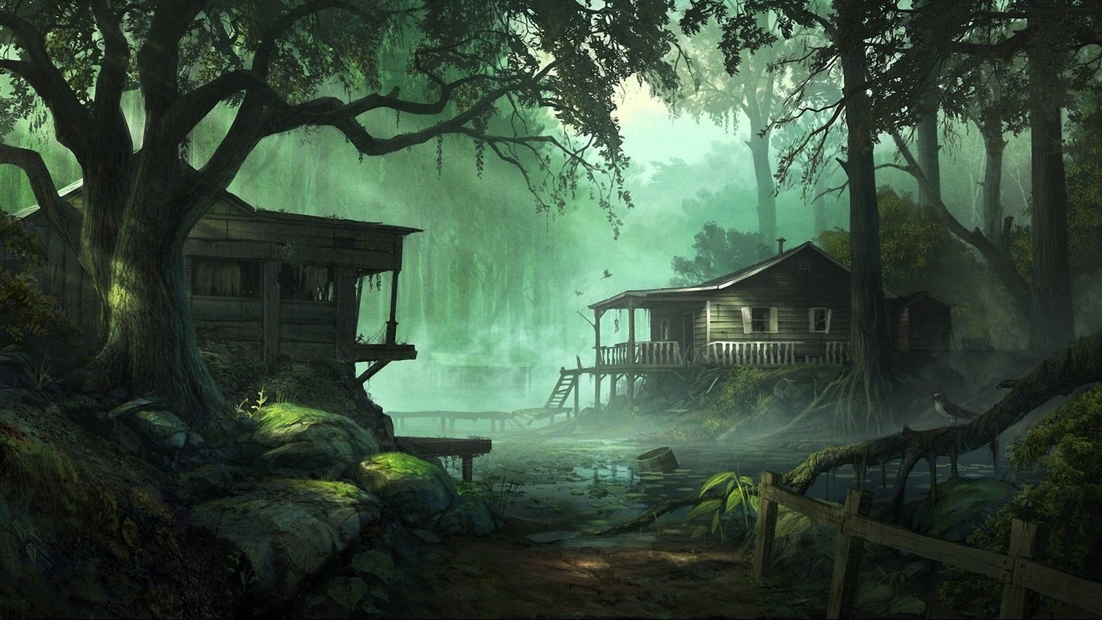 brown wooden house wallpaper fantasy art digital artwork 2k