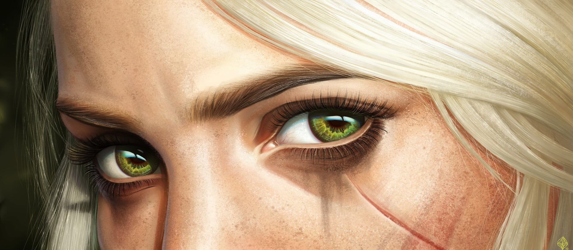women's green eyes digital art closeup Cirilla Fiona Elen Riannon 26 2k