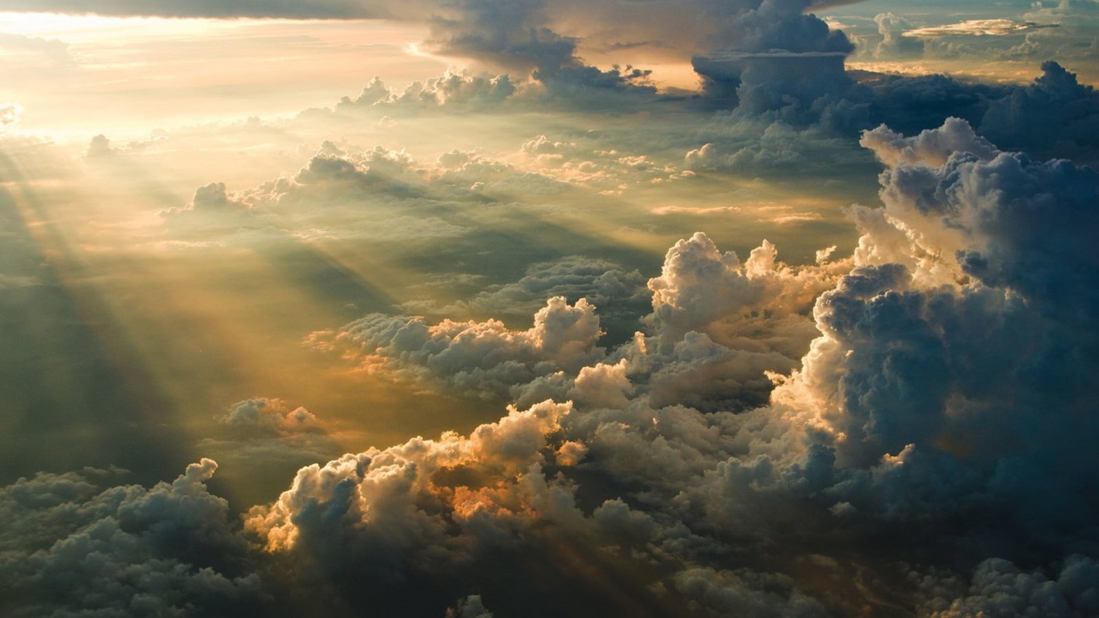 white clouds nature sky sun rays aerial view sunset outdoors 2k