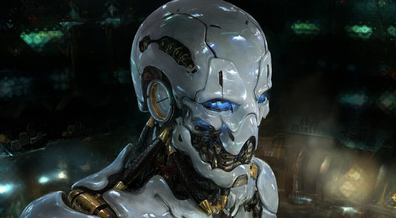 white robot illustration science fiction artwork digital art 2k