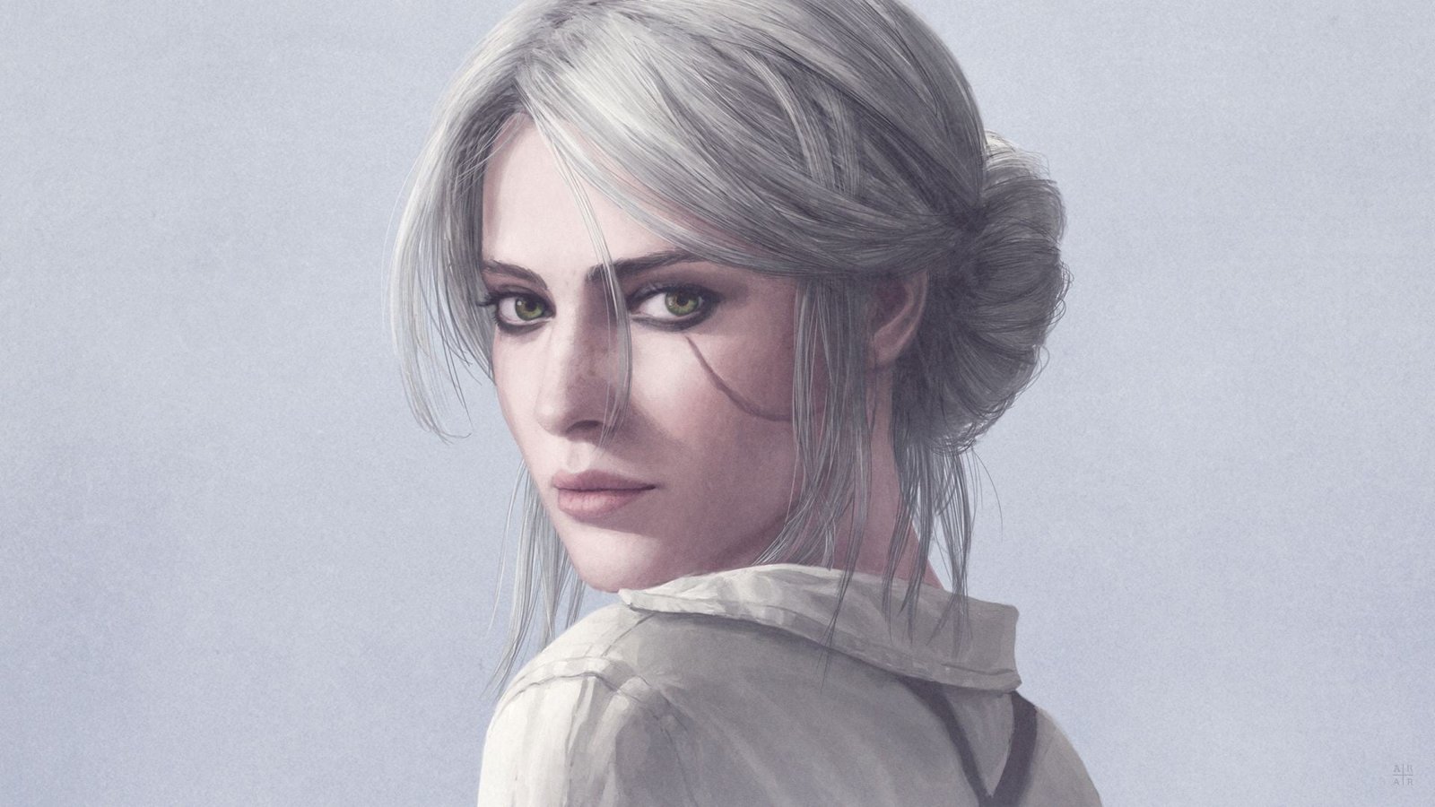 white haired female portrait The Witcher 3 Wild Hunt 2k