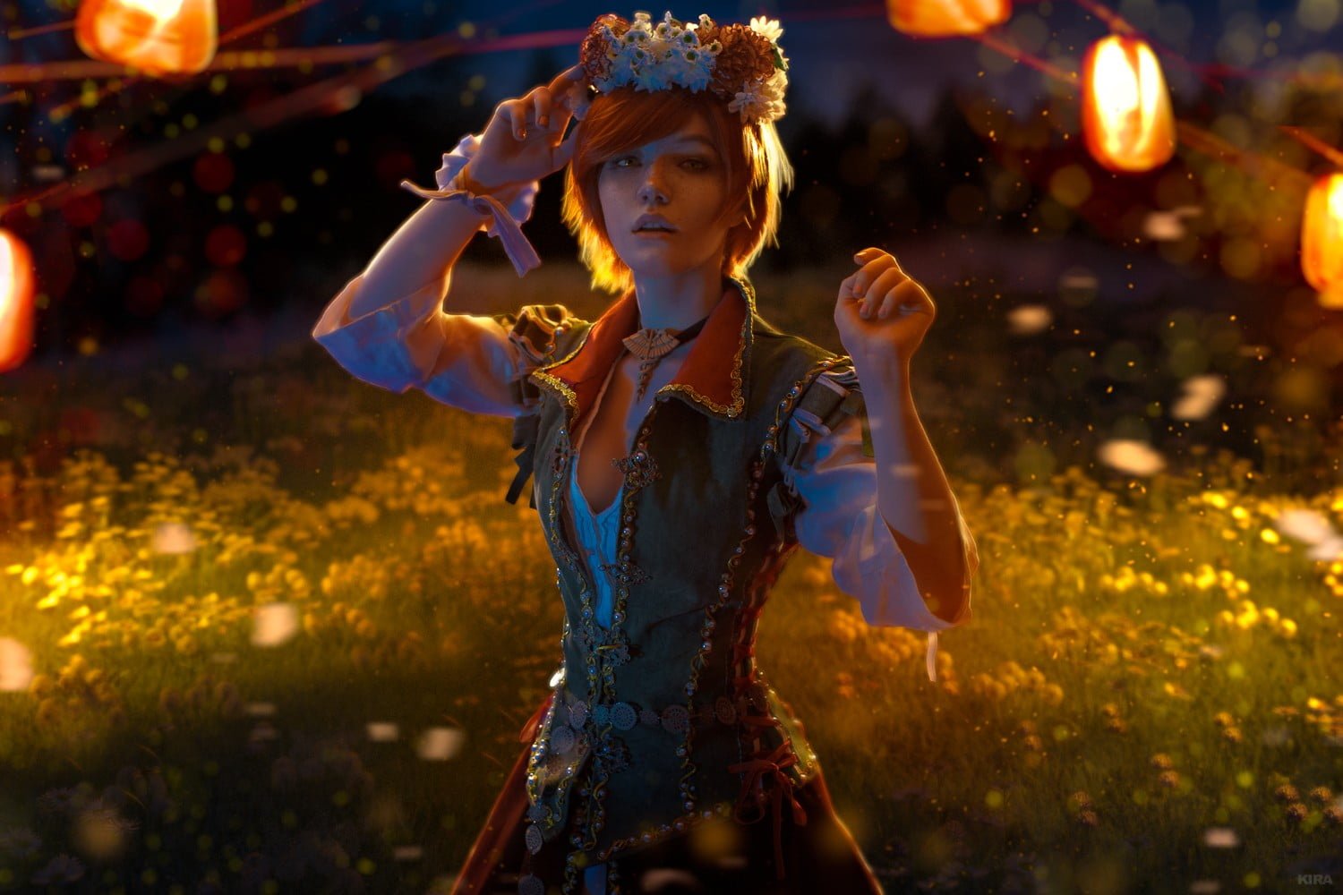 woman game character in green top digital wallpaper The Witcher 3 Wild Hunt 2k