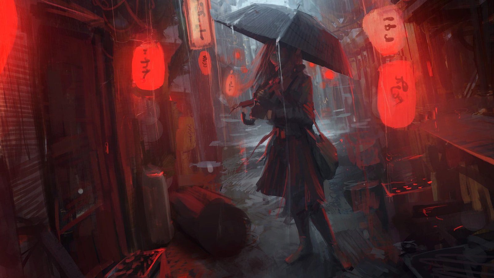 woman holding umbrella illustration Oldboy 10 2k