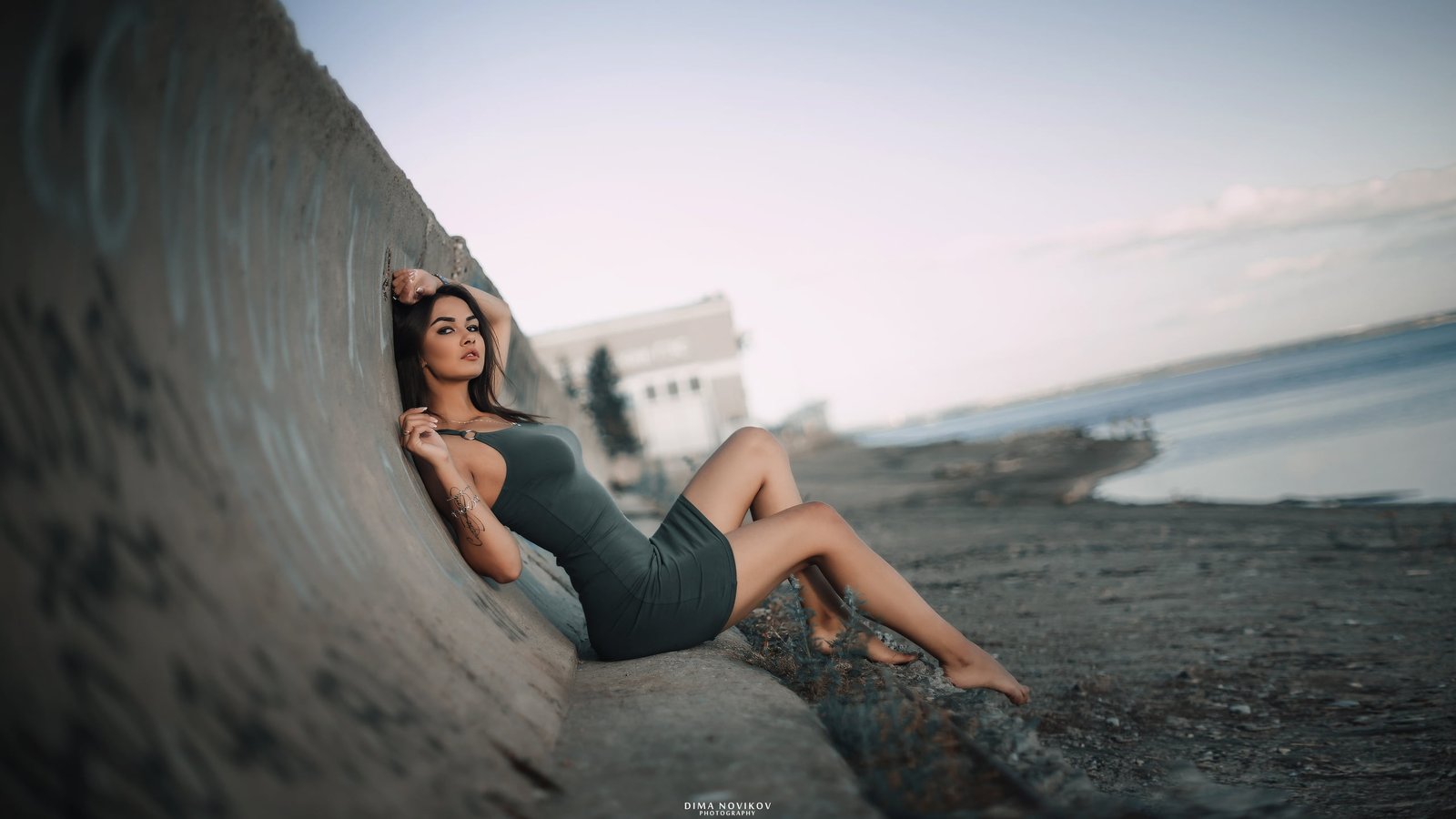 women's black spaghetti strap bodycon dress sitting tattoo 2k
