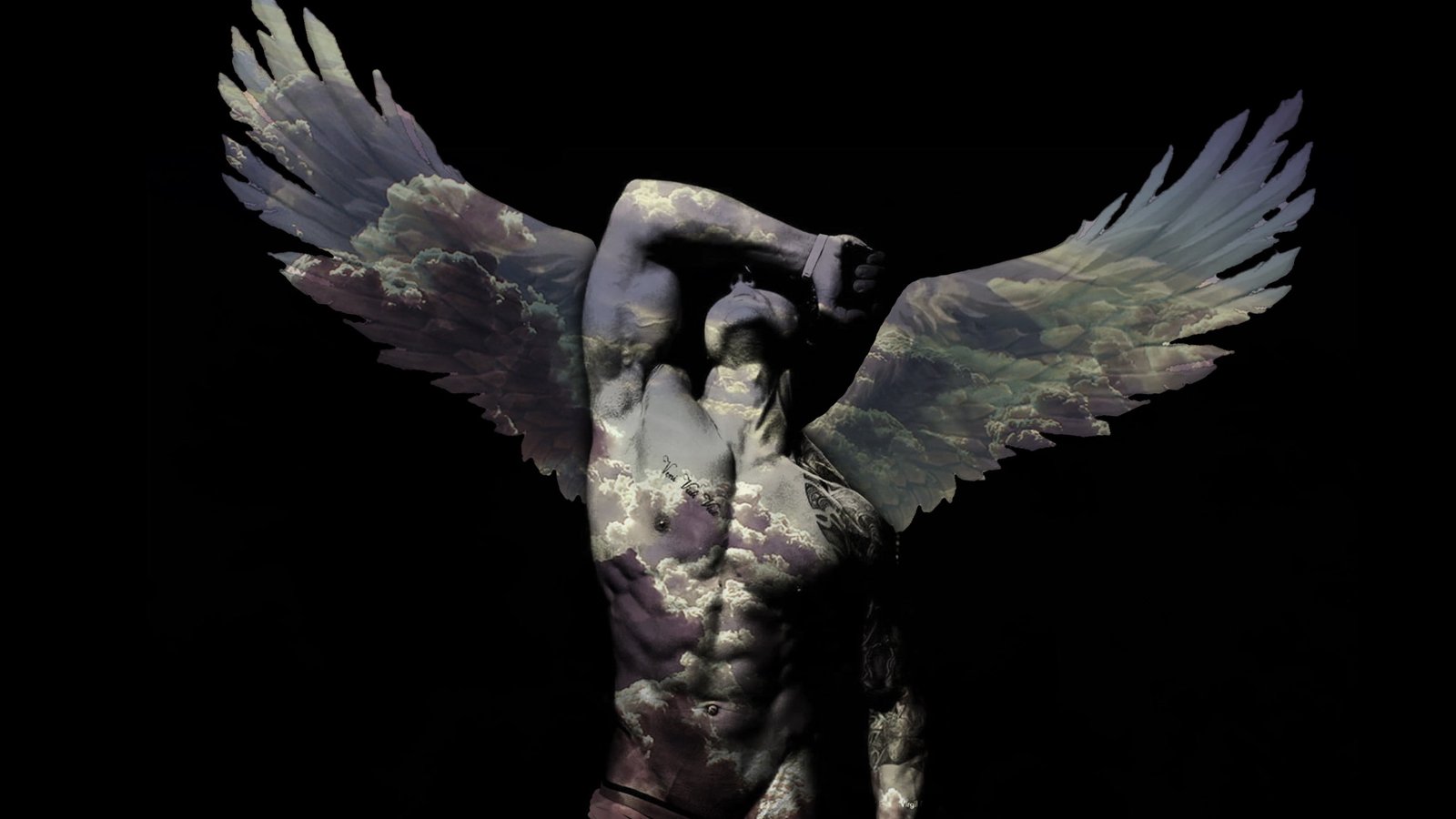 Zyzz Veni Vidi Vici studio shot indoors black background 2k