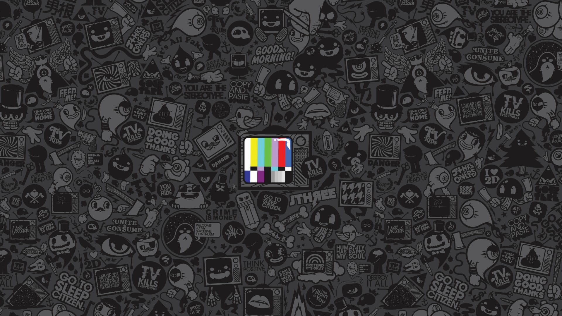 doodle and TV illustration anime test patterns selective coloring 2k