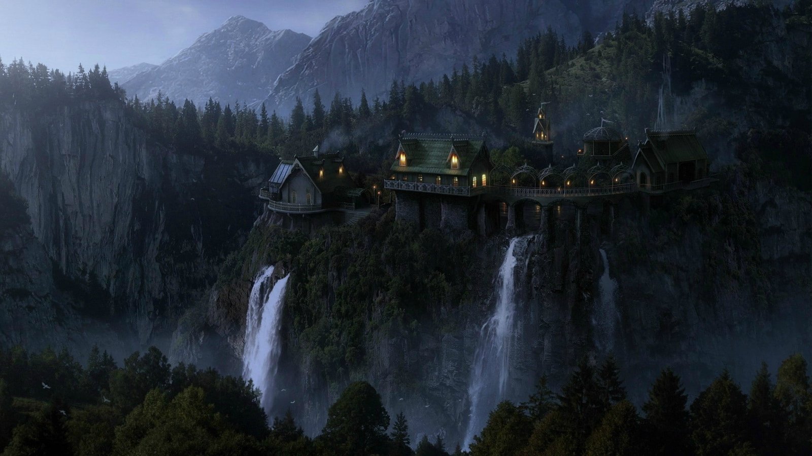 fantasy dam barrier obstruction water landscape river 2k