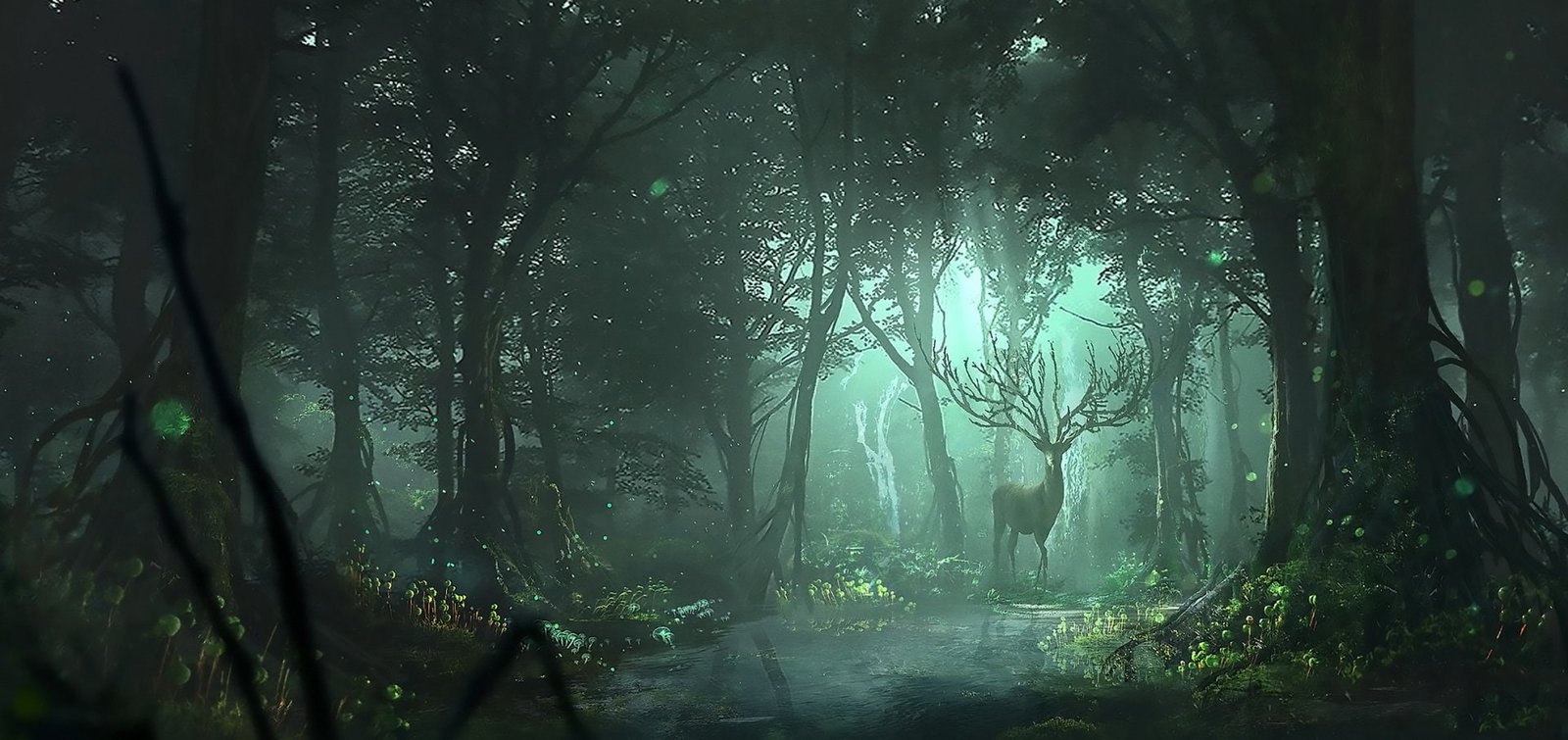 Fantasy Landscape Deer Forest tree plant beauty in nature 2k