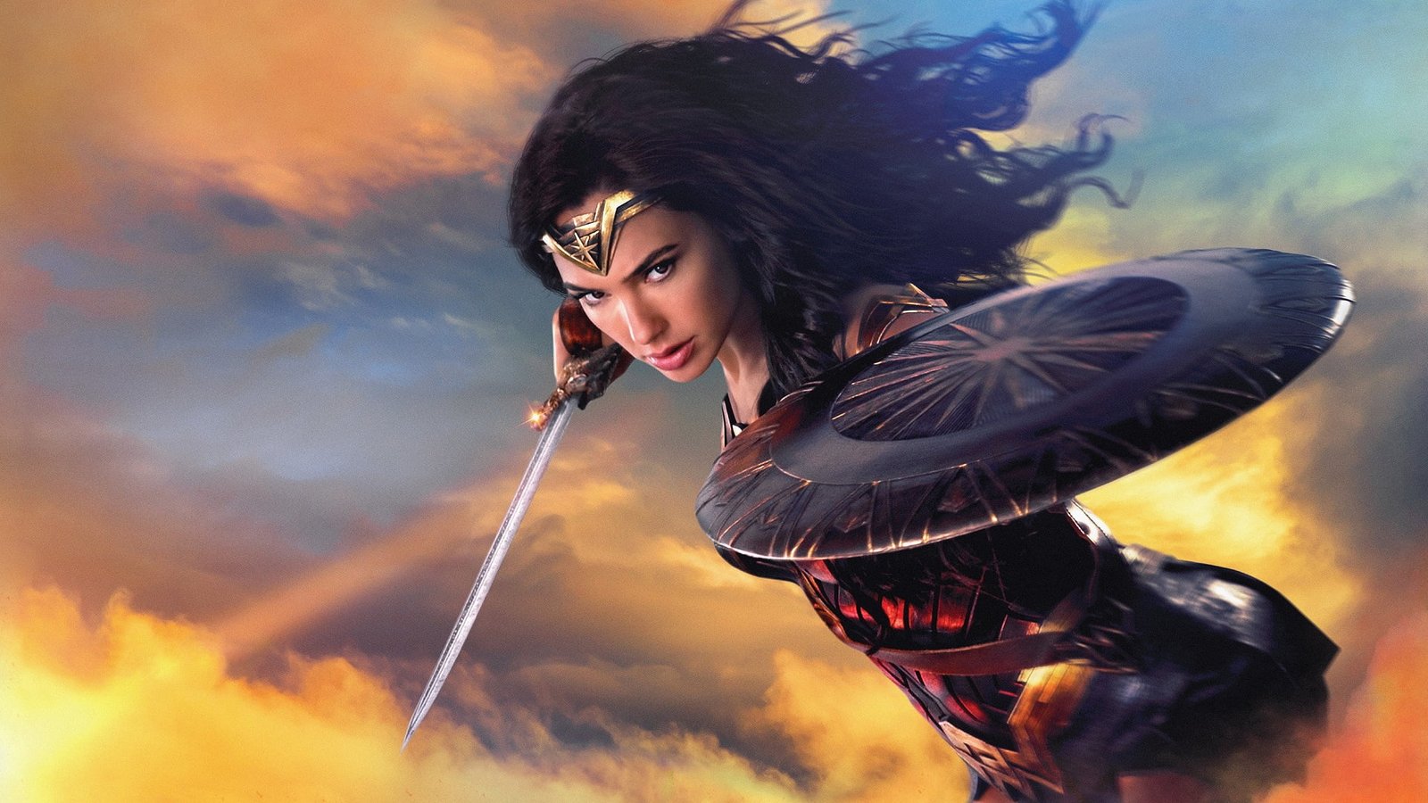 Gal Gadot Wonder Woman DC Comics sword shield women one person 2k