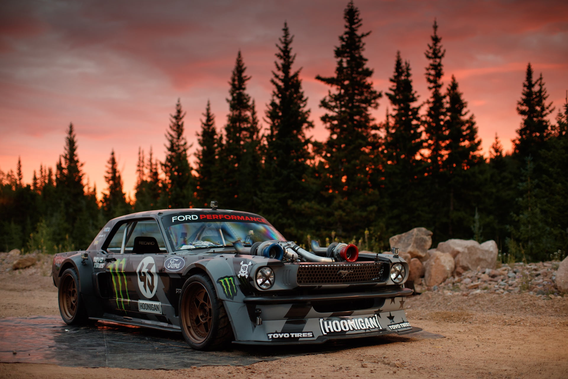 gray coupe Mustang Ford Ken Block Hoonicorn HP 2k