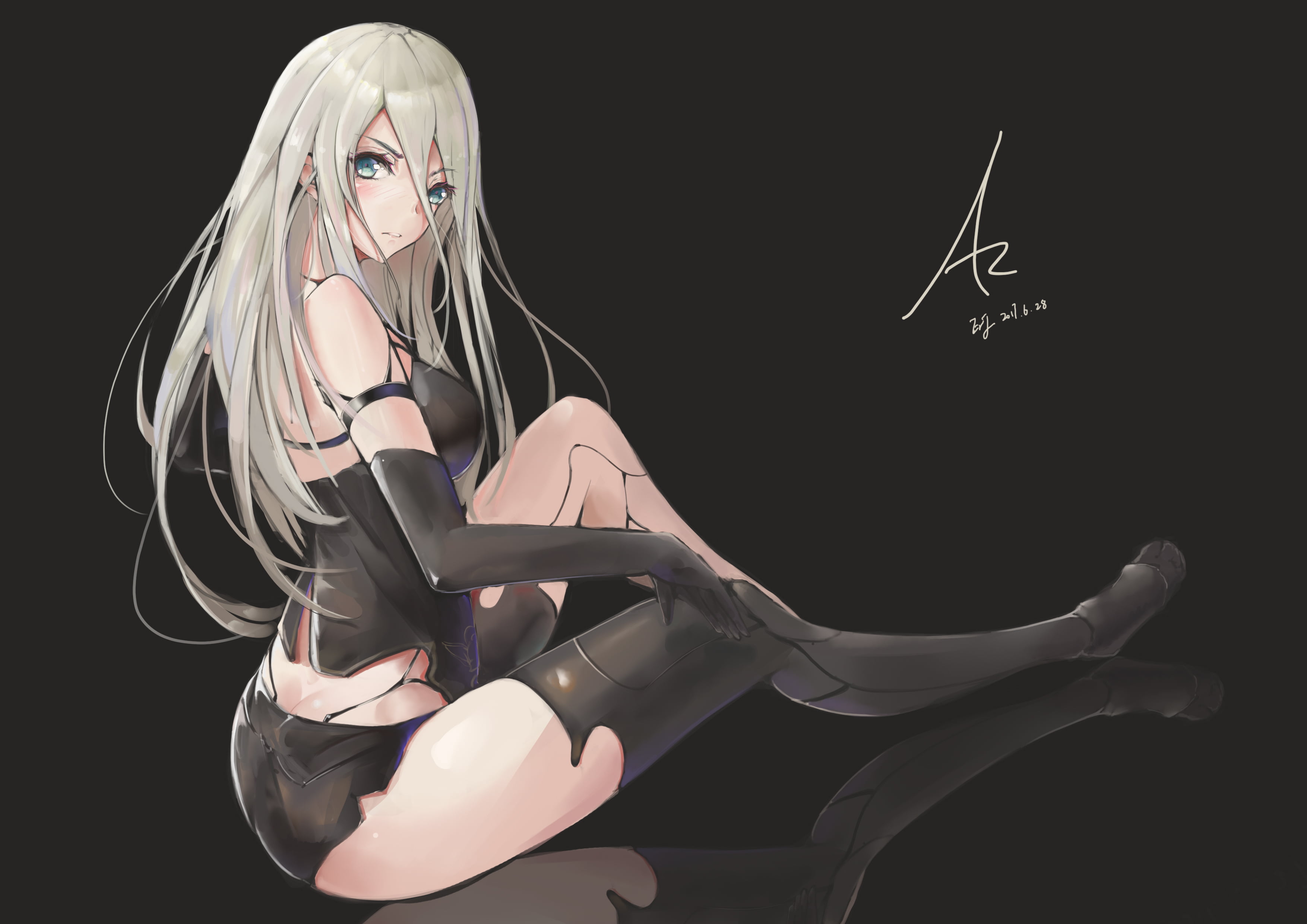 gray haired female anime character wallpaper heels NieR Nier Automata 2k 4k