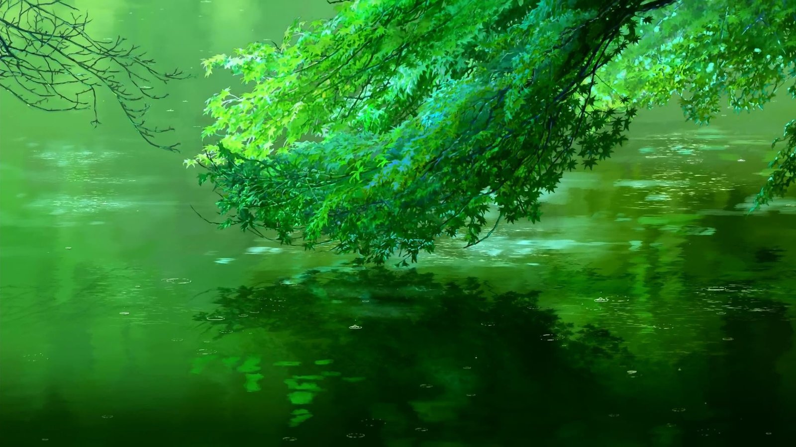 green trees leafed plants over body of water fantasy art 2k