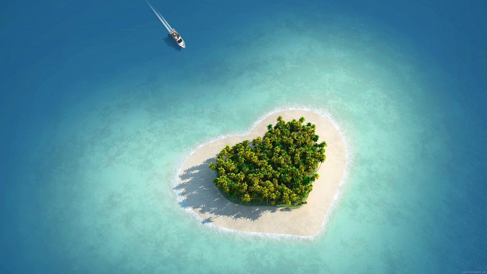 Heart island heart nature landscape sea beach sand 2k