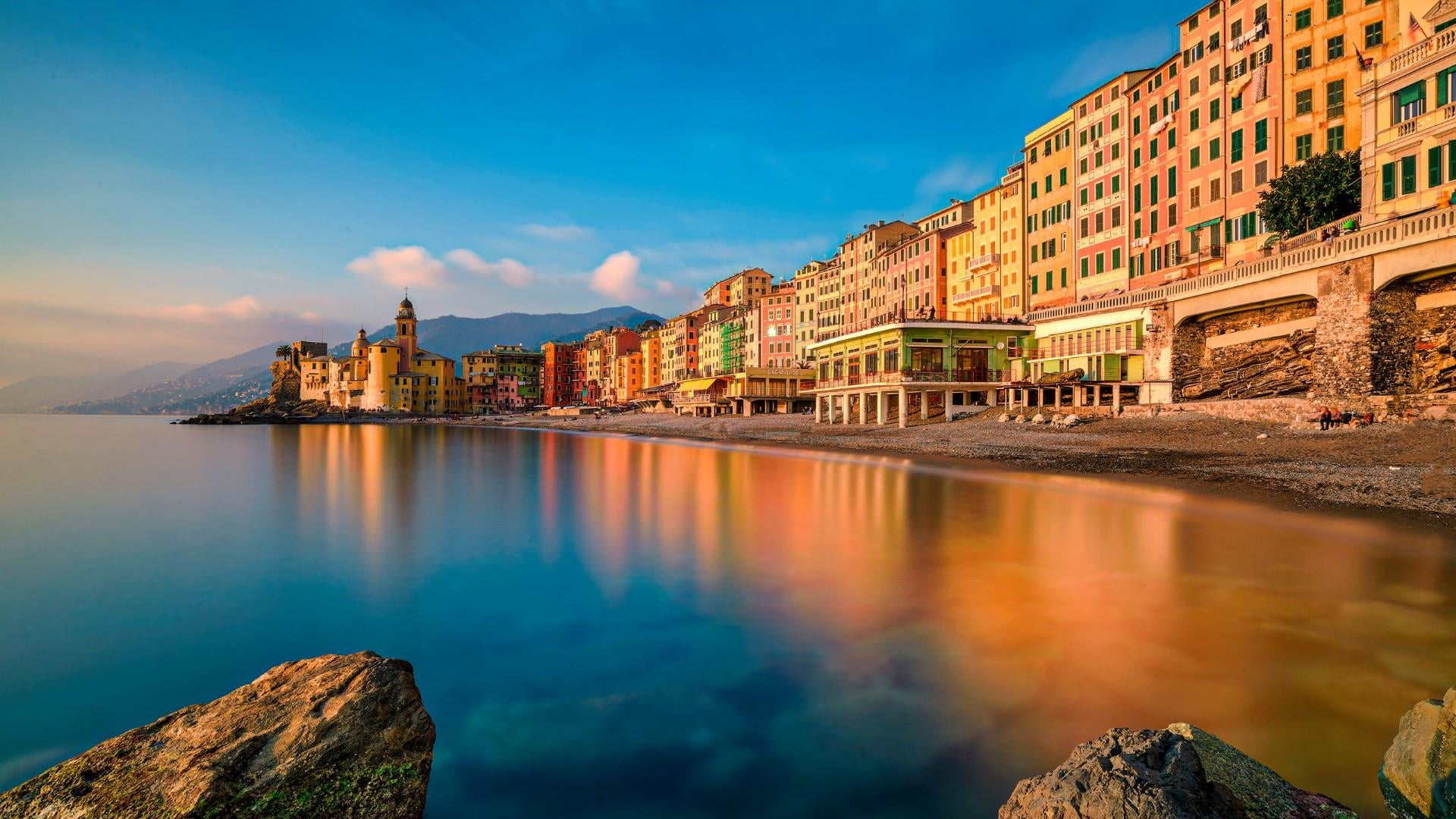 landscape genova basilica liguria portofino peninsula 2k