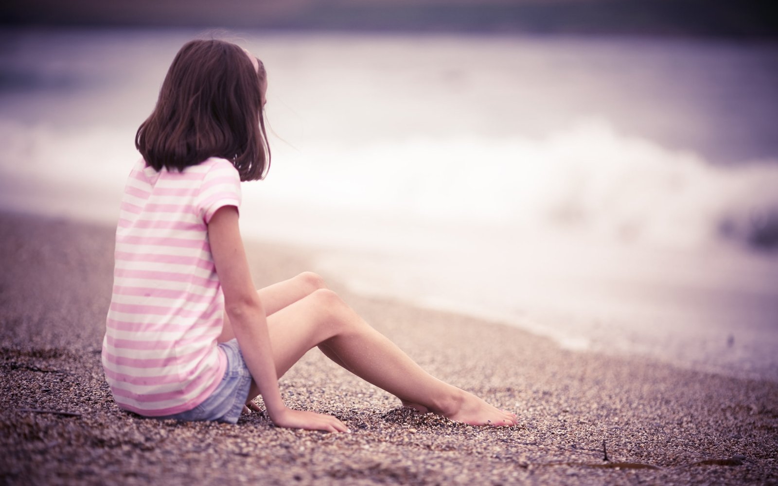 Little Girl On Beach girl's pink and white stripe top hot babes girls 2k