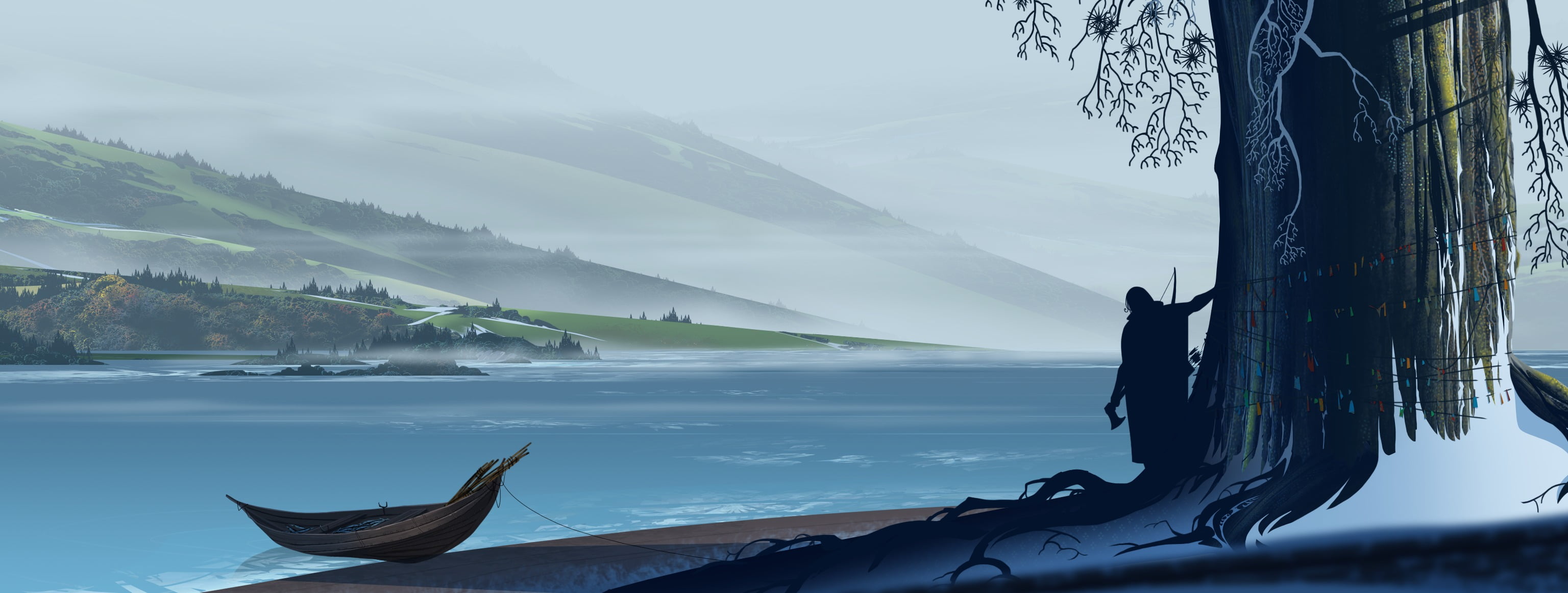 man standing near boat painting The Banner Saga video games 2k