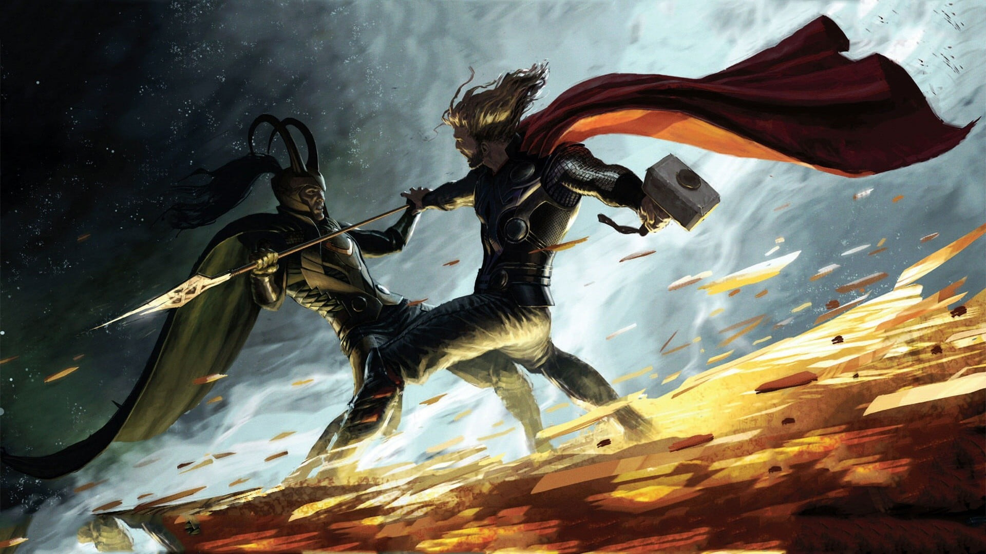 Marvel Thor vs Loki digital wallpaper comics Comics 2k