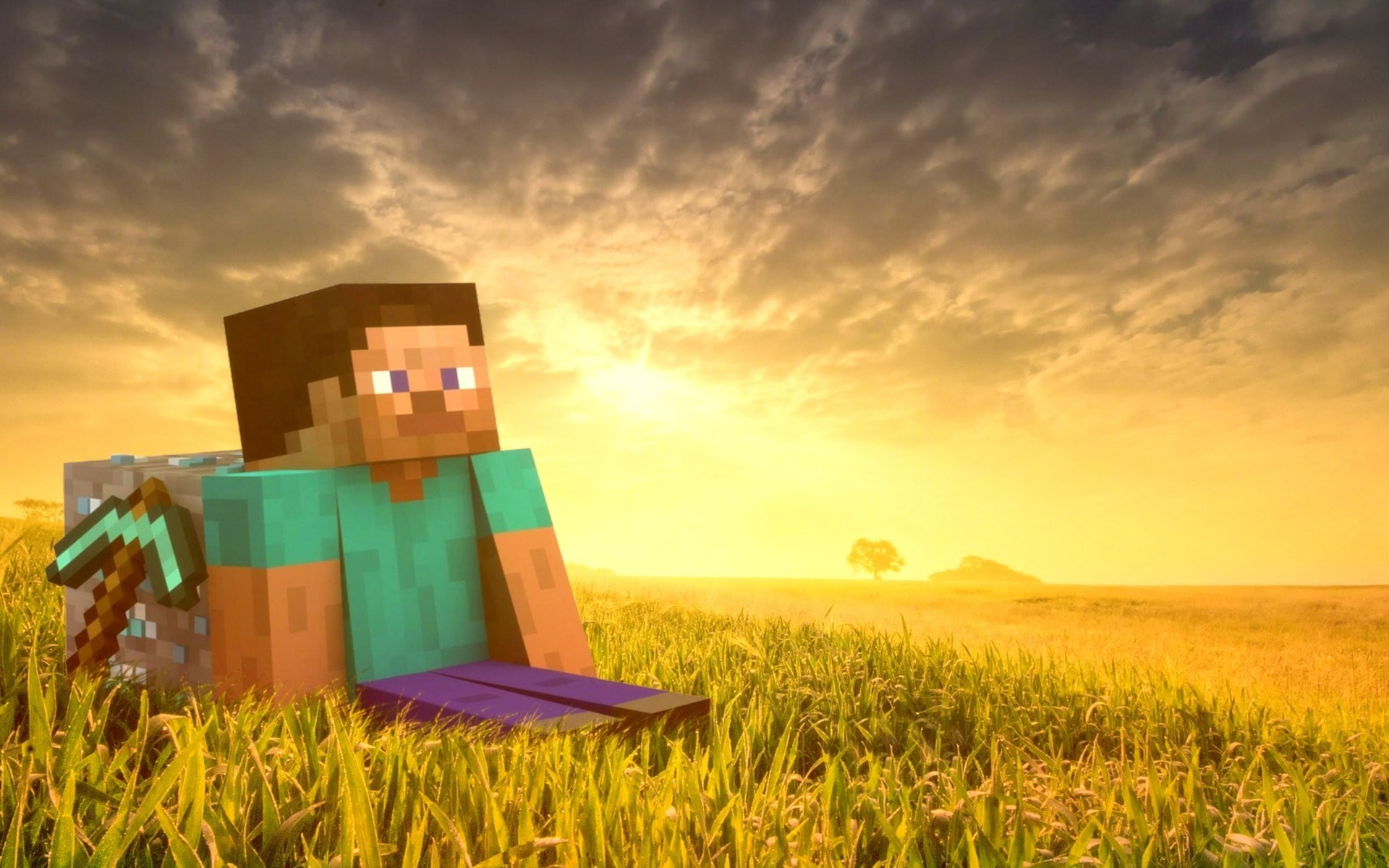 minecraft beautiful desktop sky land cloud grass 2k