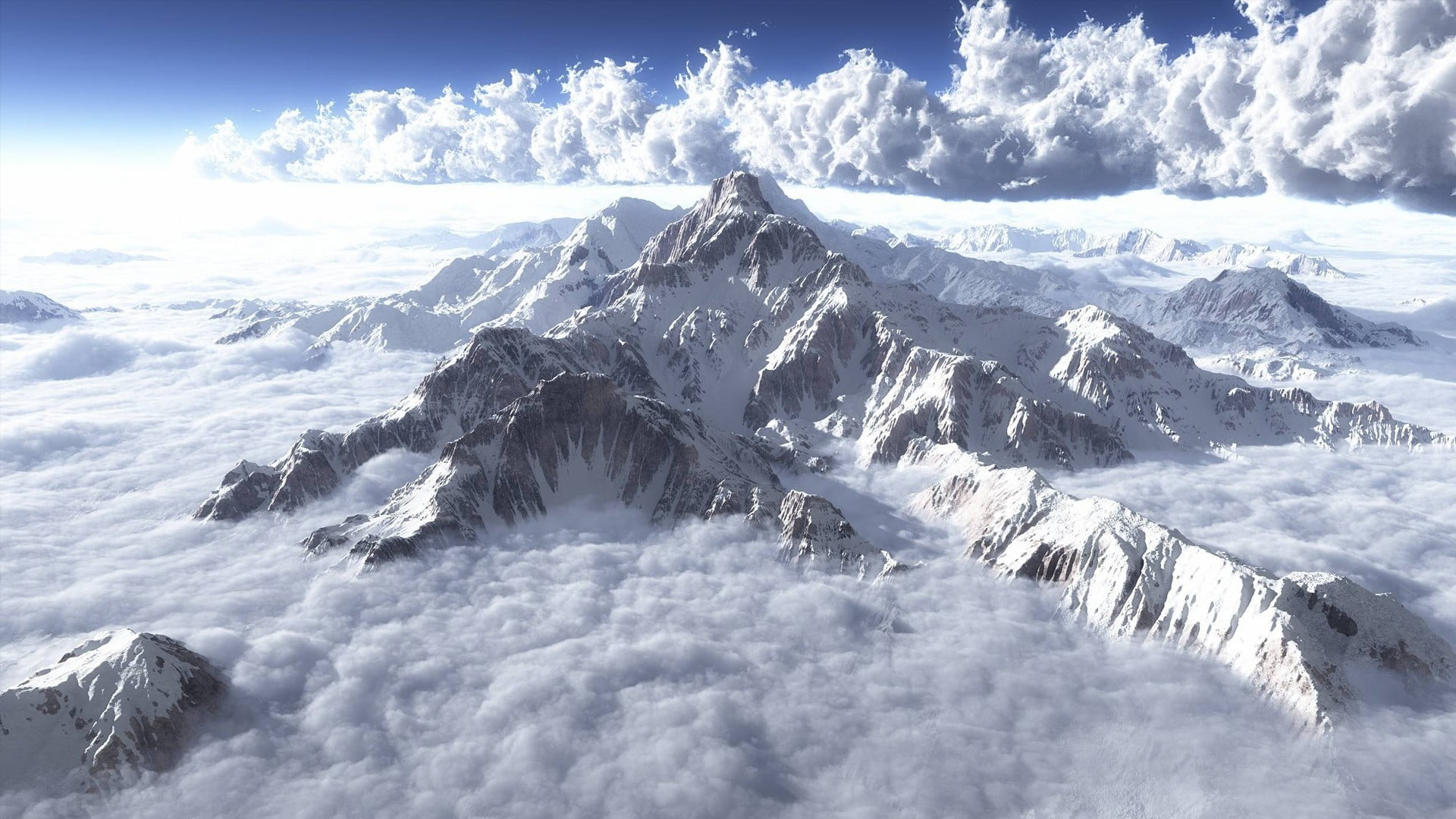mountain covered with cloud digital wallpaper mountains clouds 2k