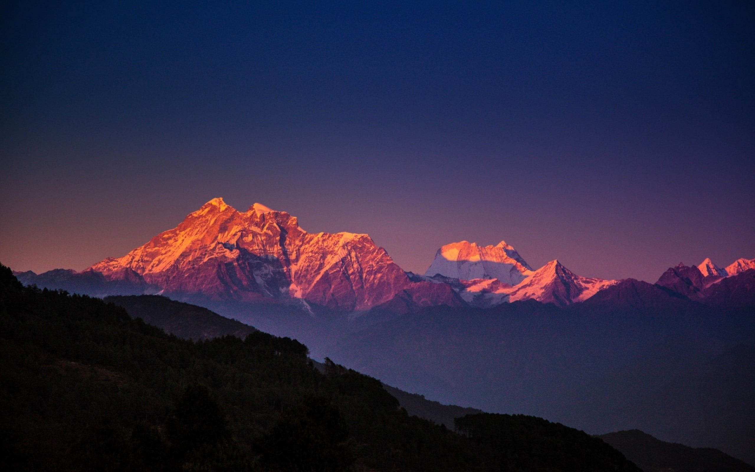 mountain during golden hour wallpaper Himalayas mountains landscape 2k