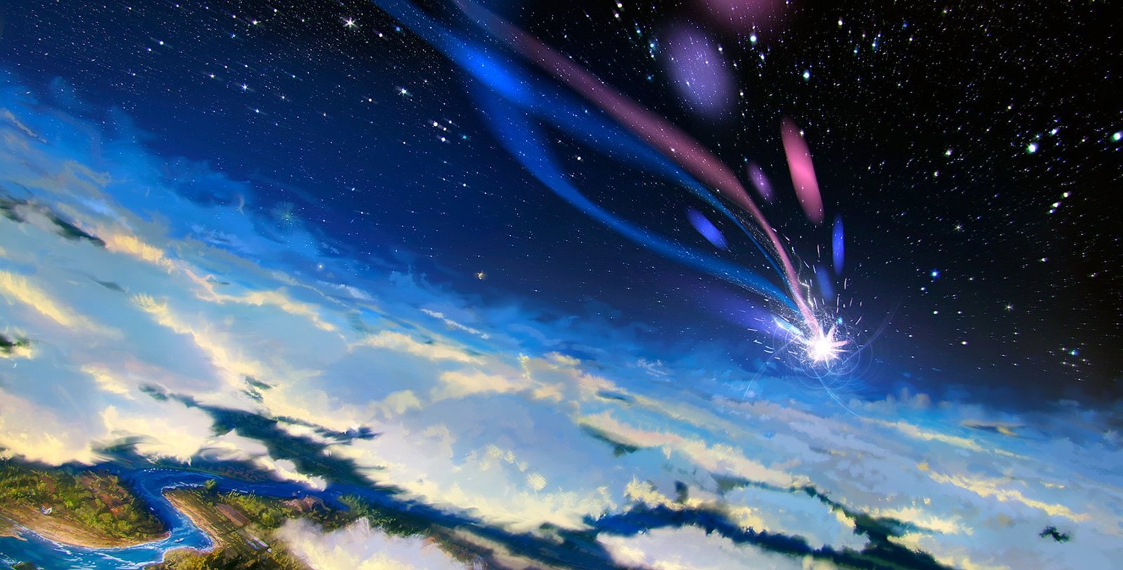 Movie Howl's Moving Castle Cloud Landscape Shooting Star 2k