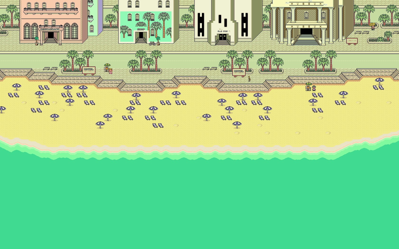 painting of beach pixels pixel art Earthbound no people yellow 2k