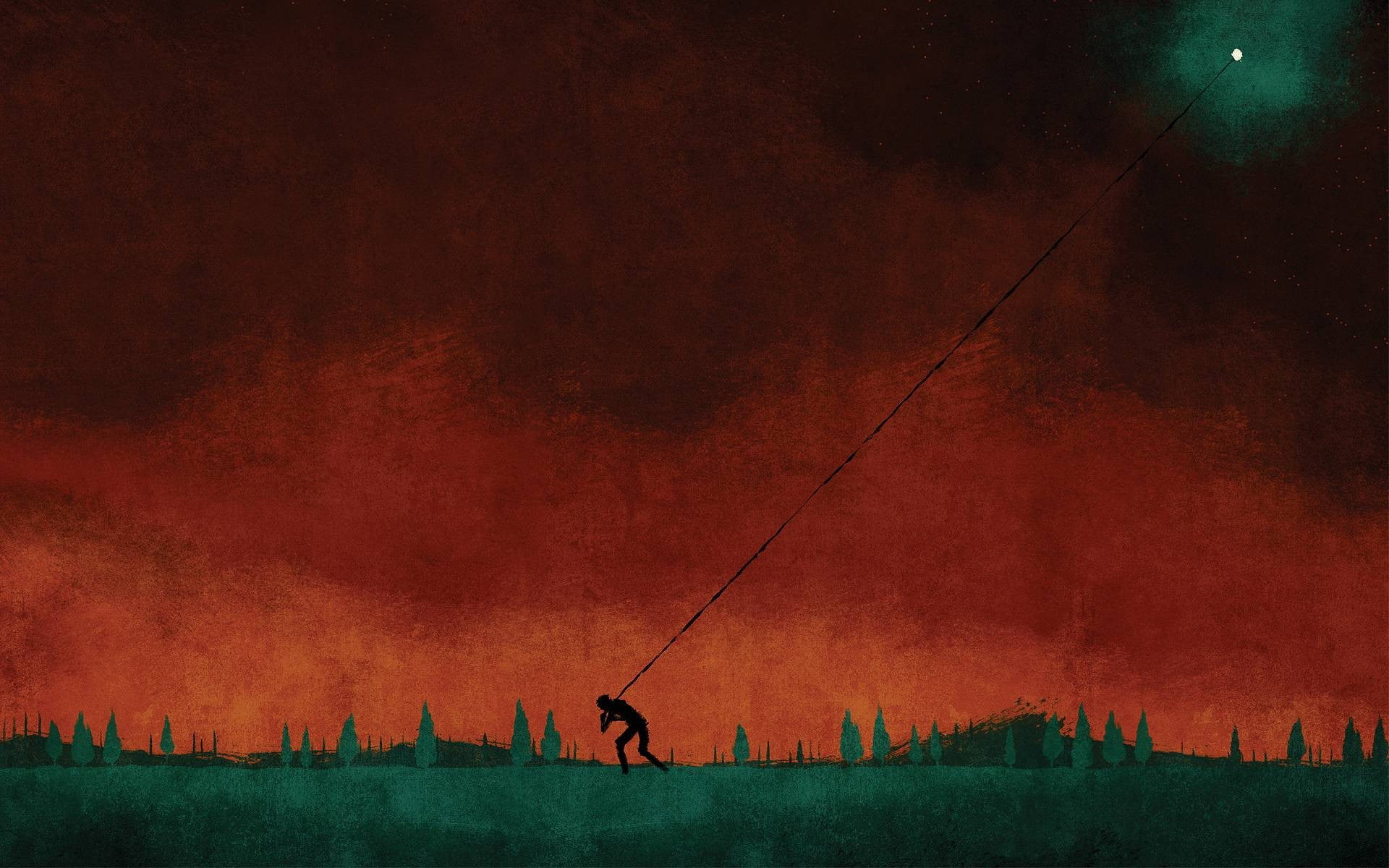 person pulling moon digital wallpaper abstract August Burns Red 2k