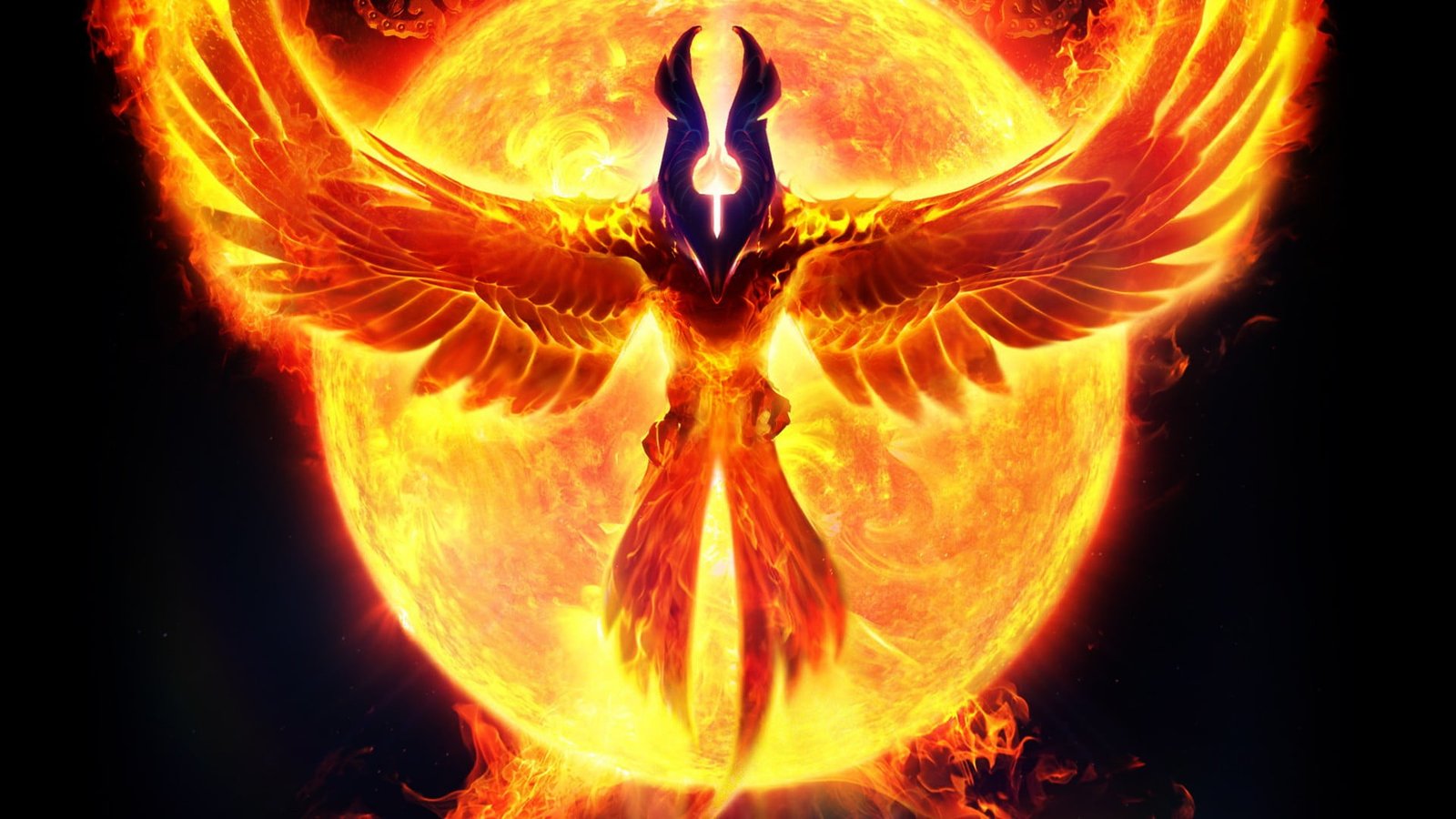 Phoenix illustration Dota 2 pheonix flame orange color burning 2k