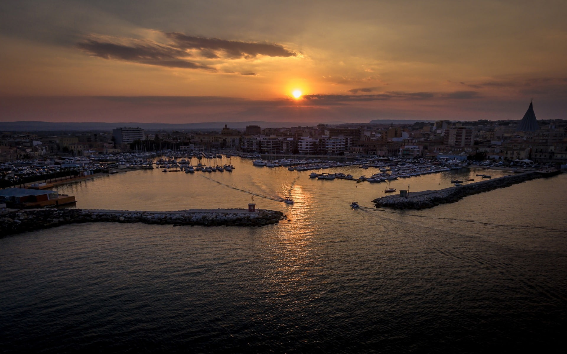 Sicily Sunset Panorama Beach Syracuse Italy 2k