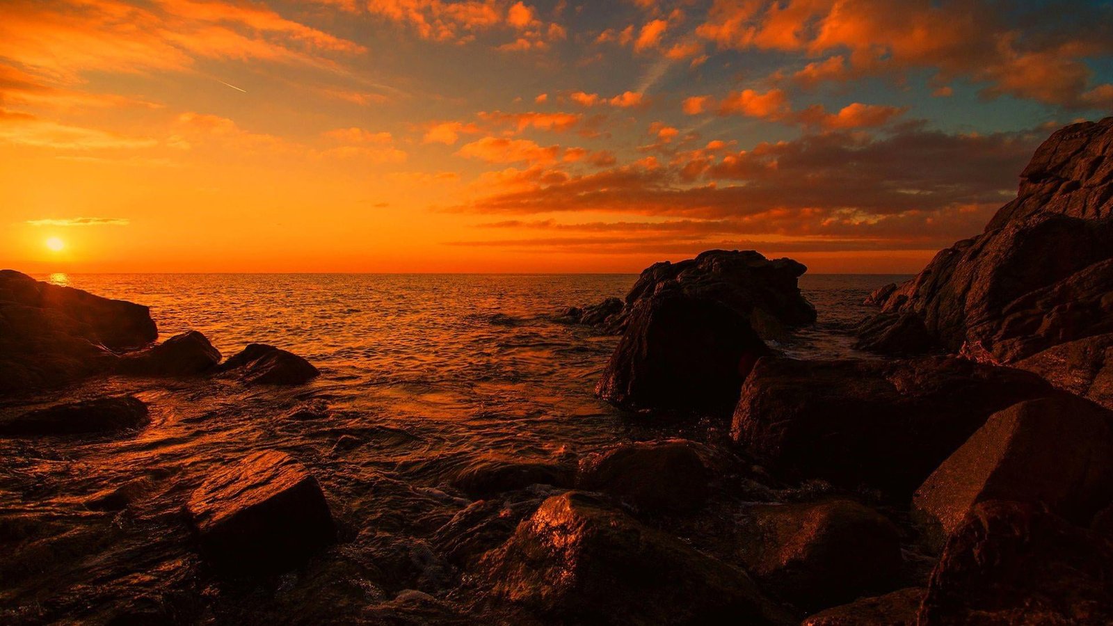 sky sea sunset rock horizon shore coast dusk coastline 2k