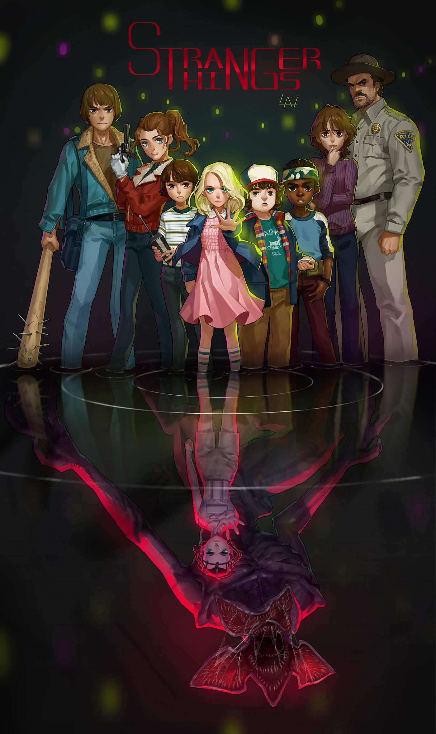 Stranger Things animated illustration portrait display artwork