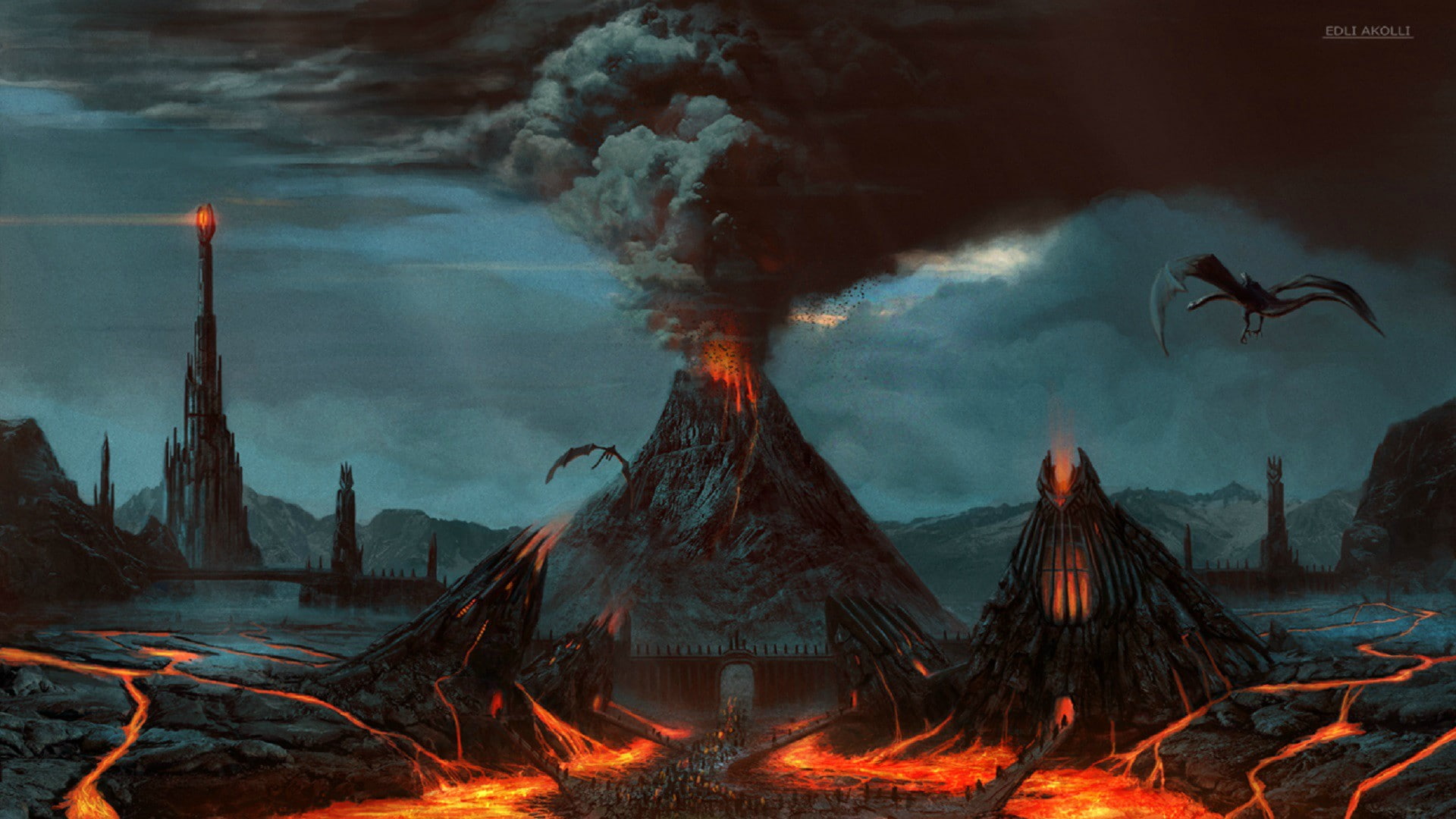 The Lord of the Rings Mordor Nazg l Middle earth burning 2k