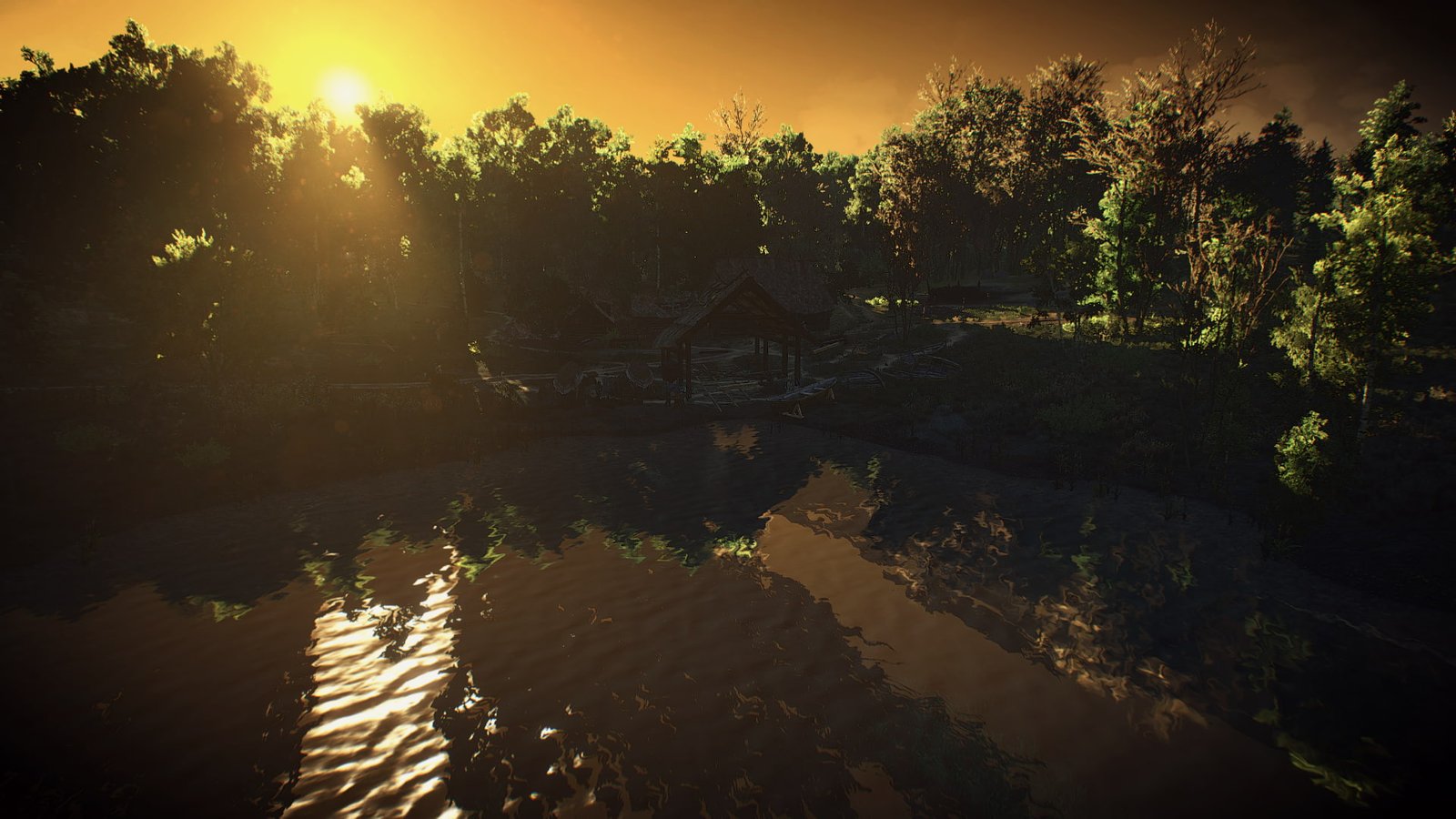The Witcher 3 Wild Hunt video games tree water plant reflection 2k