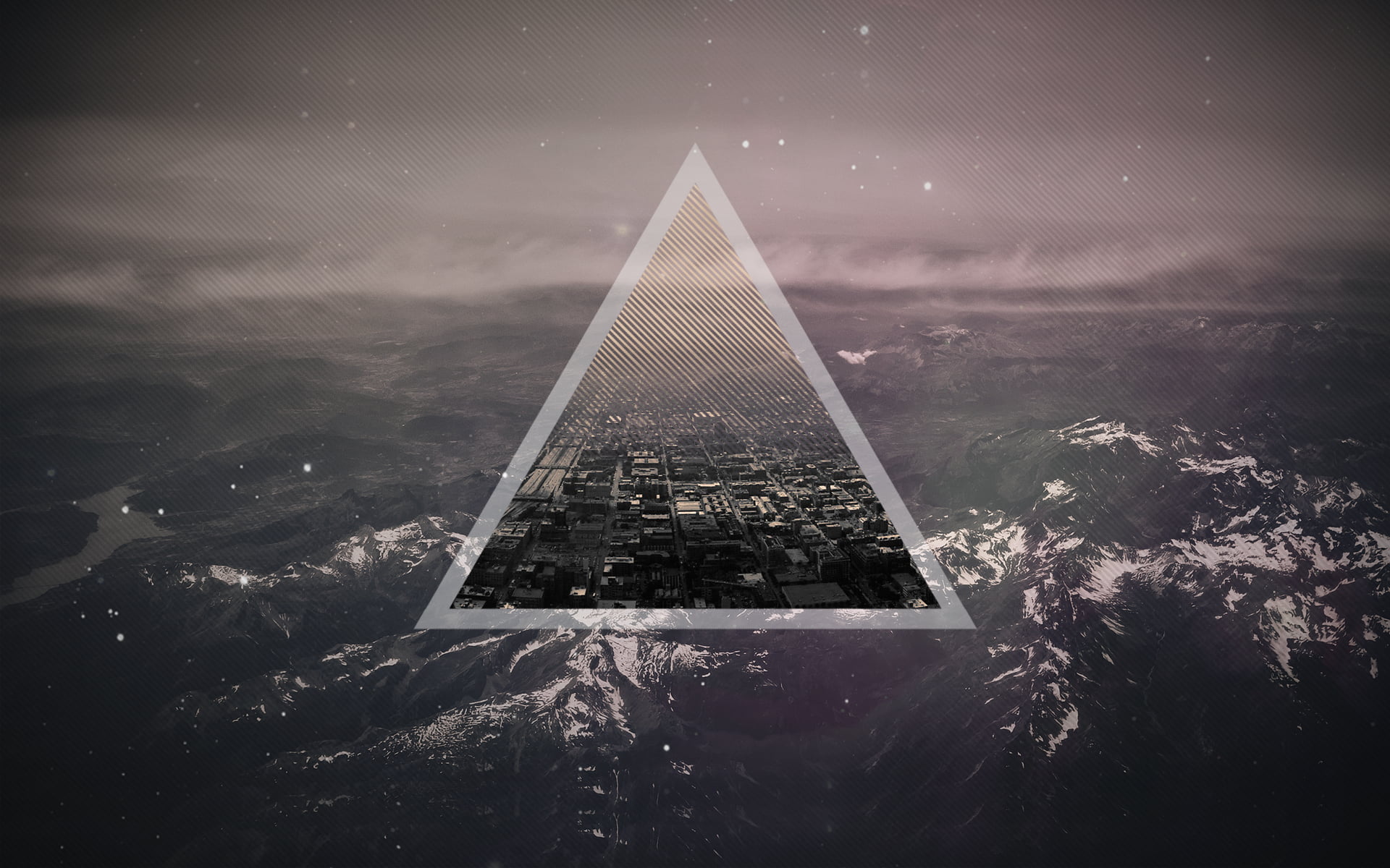 triangle logo wallpaper geometry photo manipulation mountains 2k