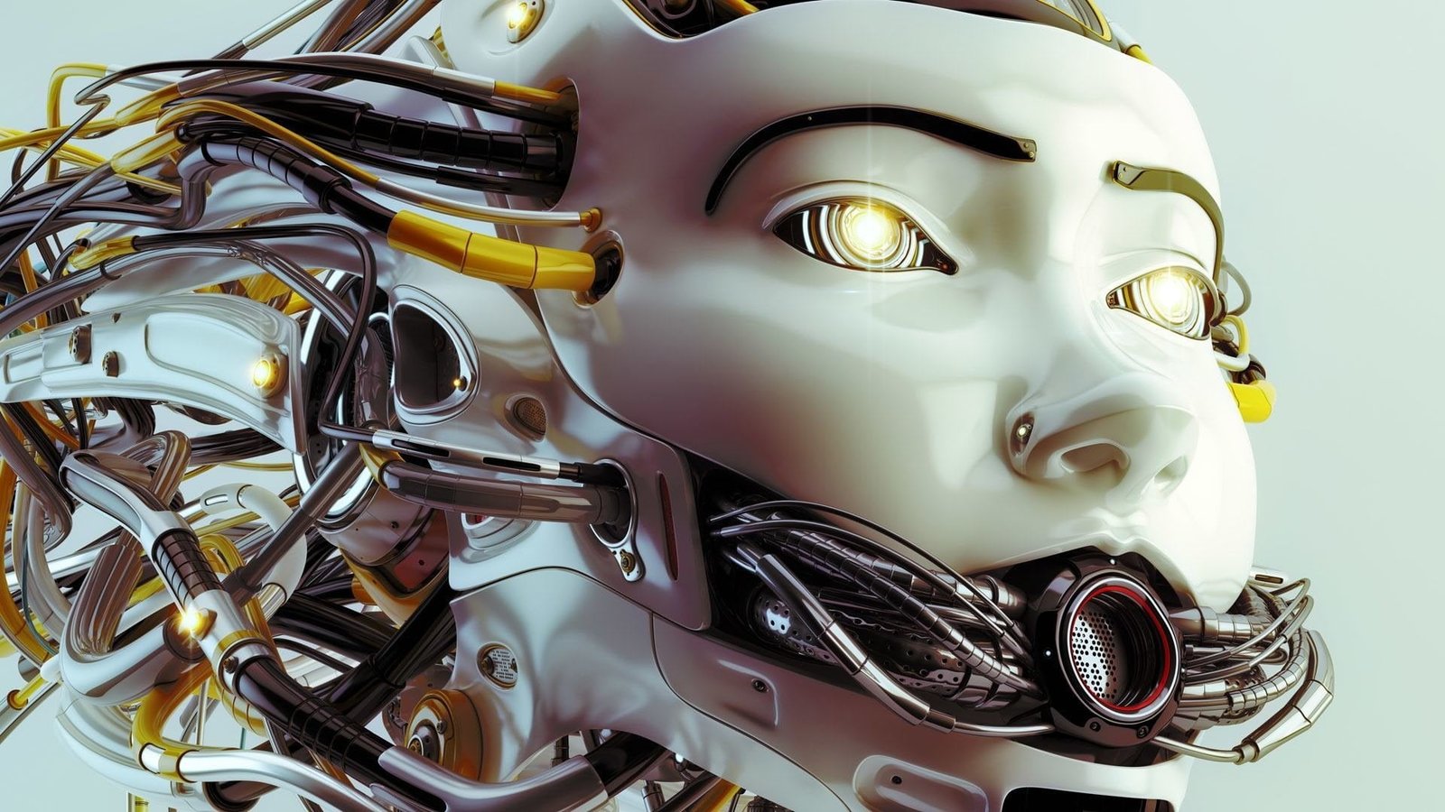 white robot digital wallpaper science fiction art artwork 2k