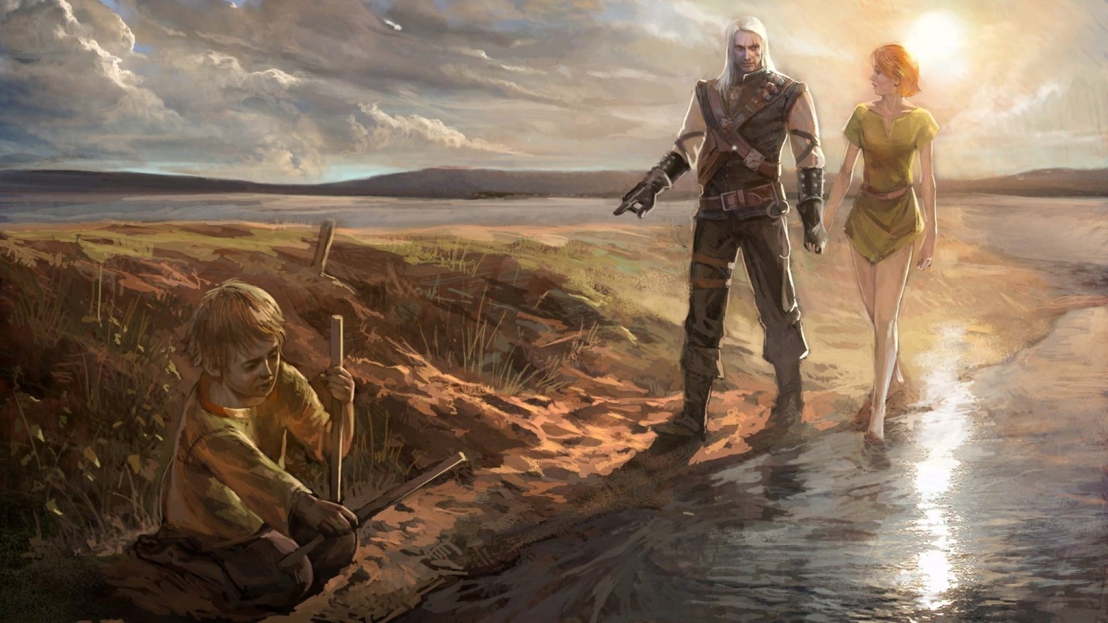 Witcher digital wallpaper The video games Geralt of Rivia 2k