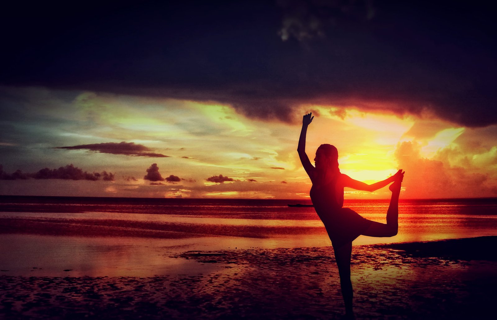 Woman Practising Yoga at the Beach body exercise female harmony 2k
