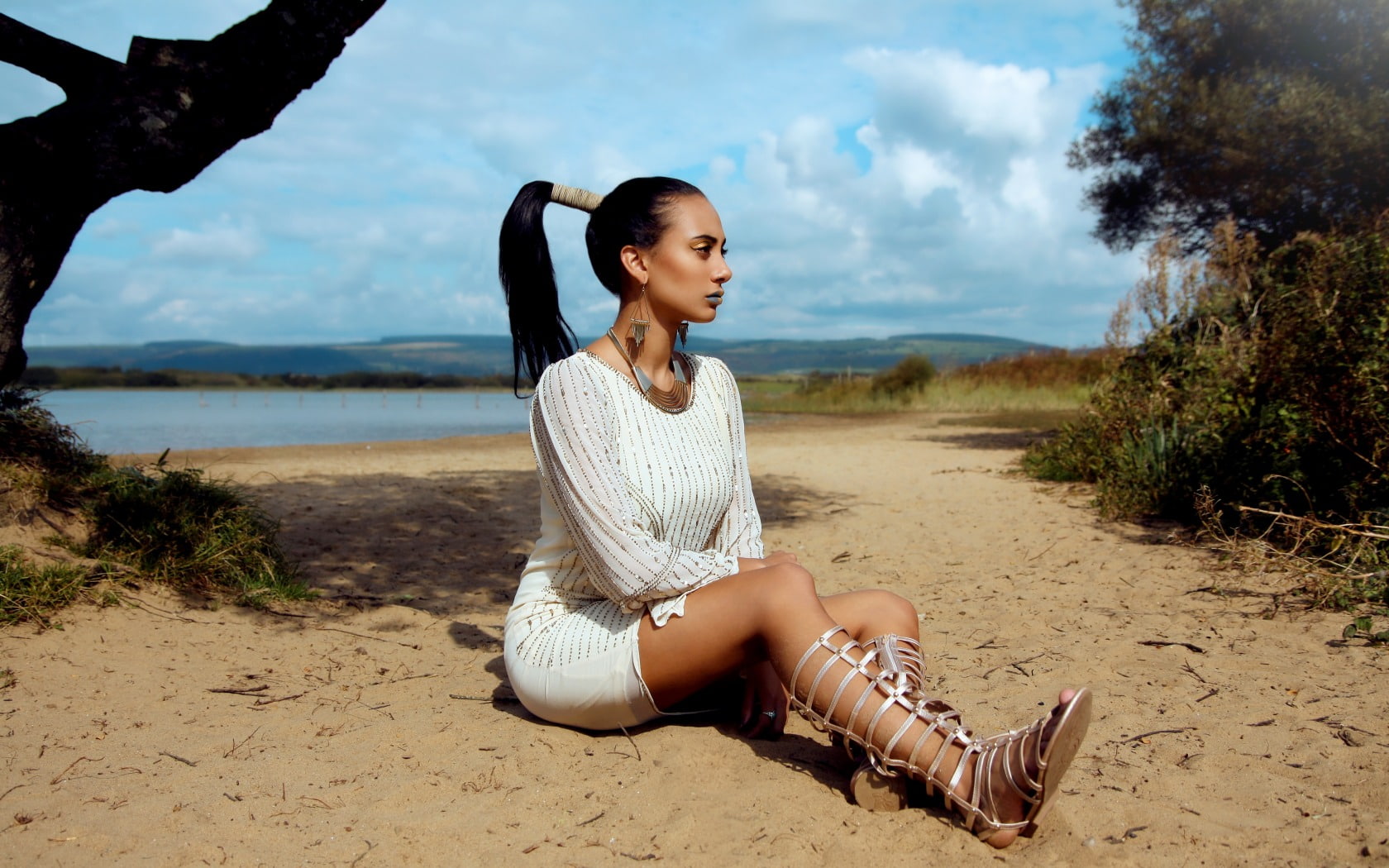 women model beach one person sitting young adult real people 2k